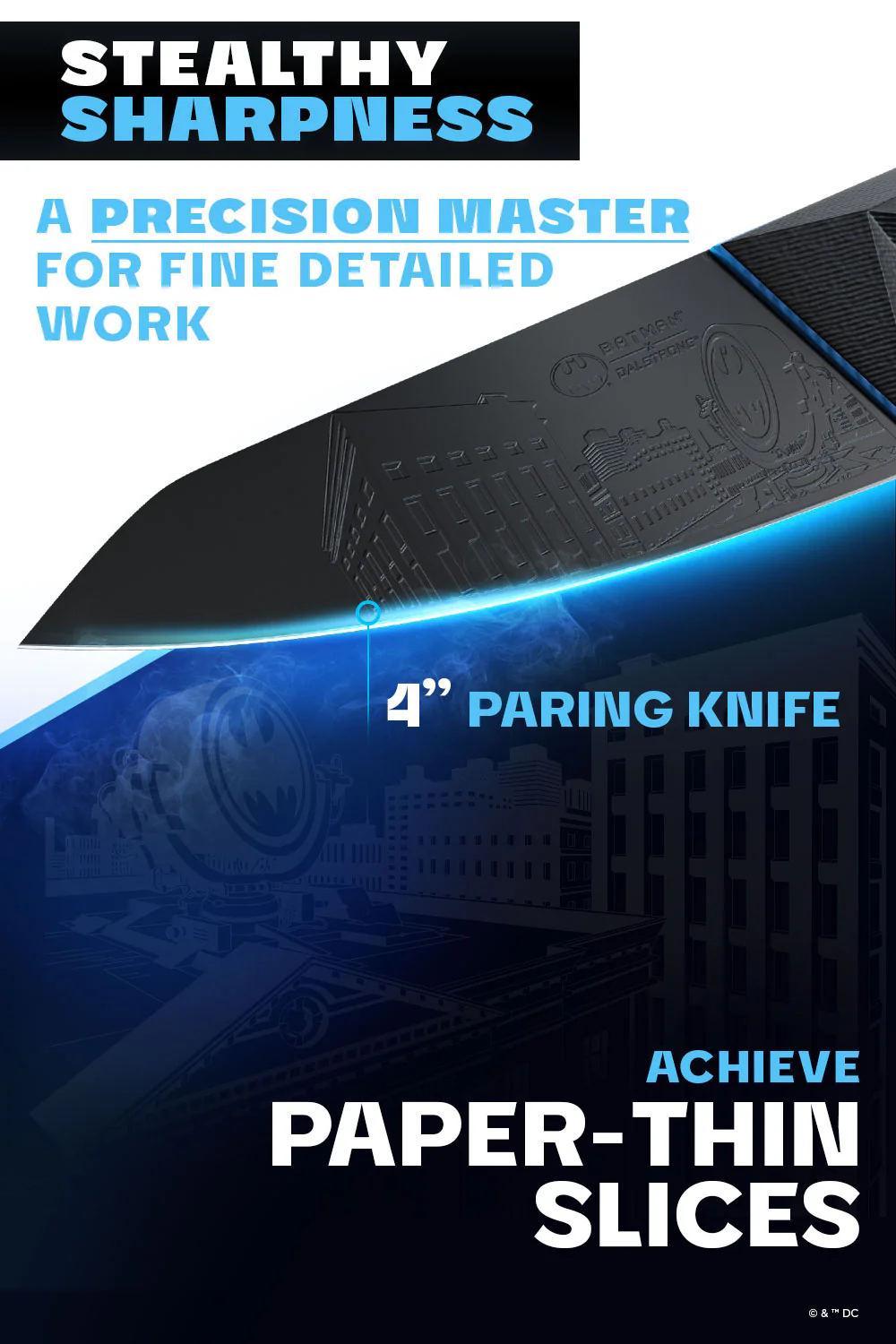 2 Piece Set | 8" Chef's Knife & 3.75" Paring Knife | BATMAN™ Edition | Shadow Black | Dalstrong © - Image 3