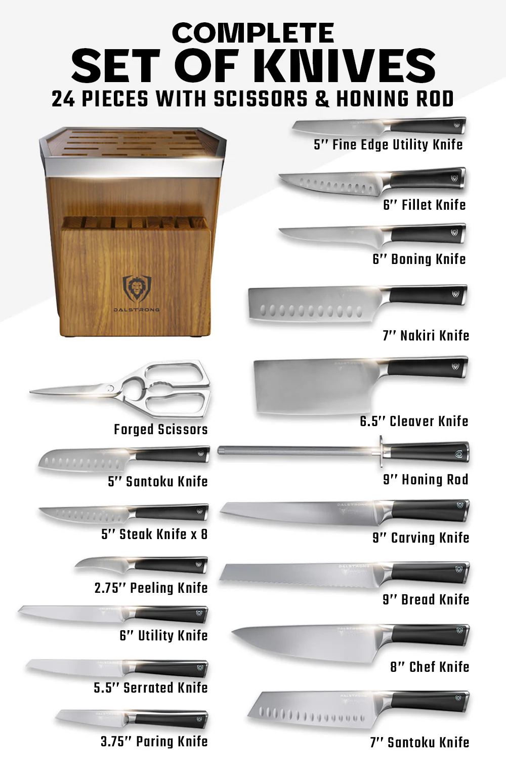 24-Piece Knife Block Set | Vanquish Series | NSF Certified | Dalstrong © - Image 3