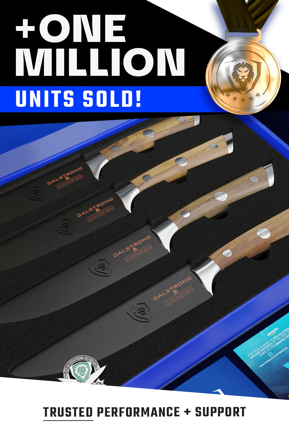 4-Piece Steak Knife Set 5" | Olive Wood Handle | Gladiator Series | Dalstrong © - Image 6
