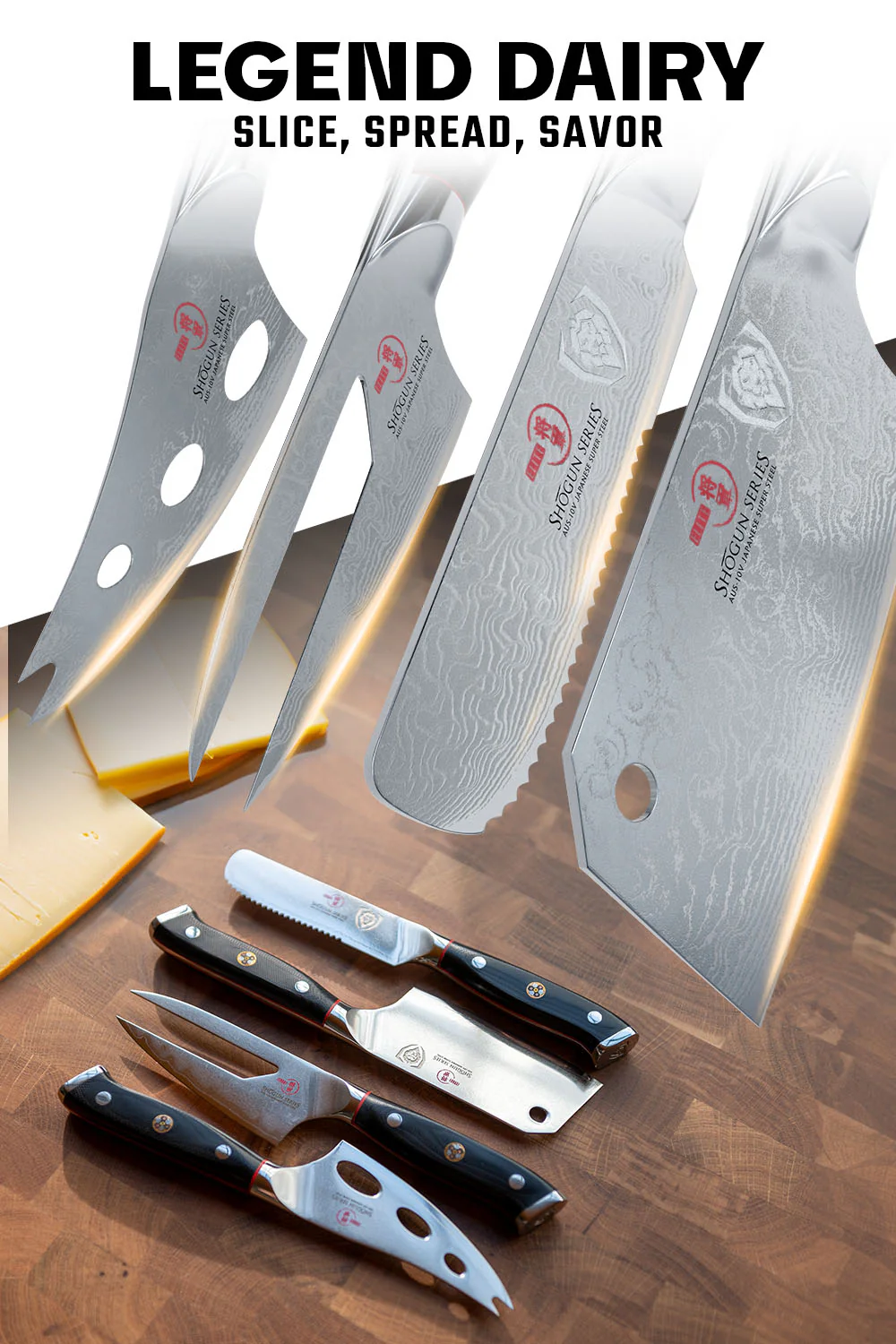 4-Piece Cheese Knife Set | Shogun Series ELITE | Dalstrong © - Image 3