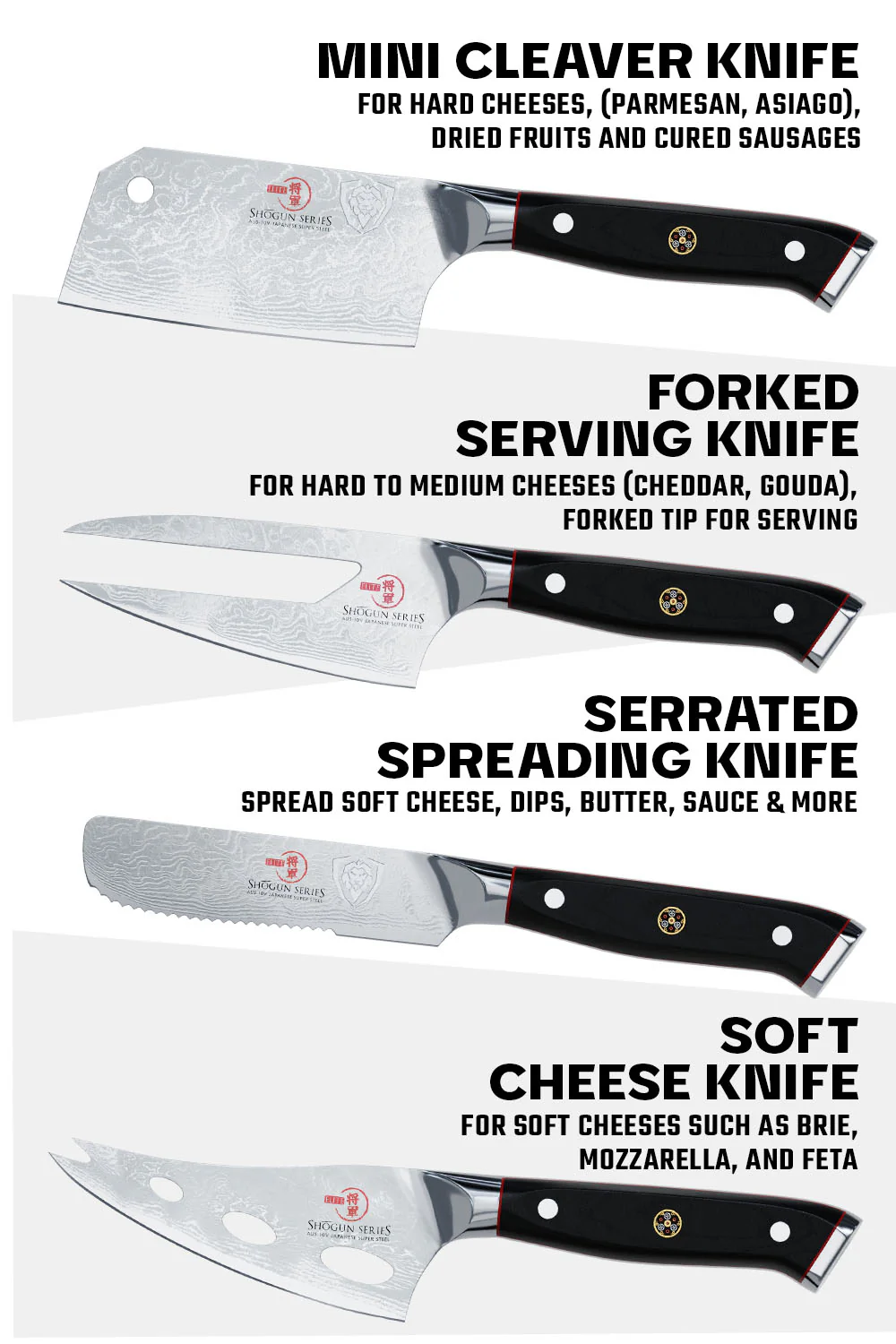 4-Piece Cheese Knife Set | Shogun Series ELITE | Dalstrong © - Image 5