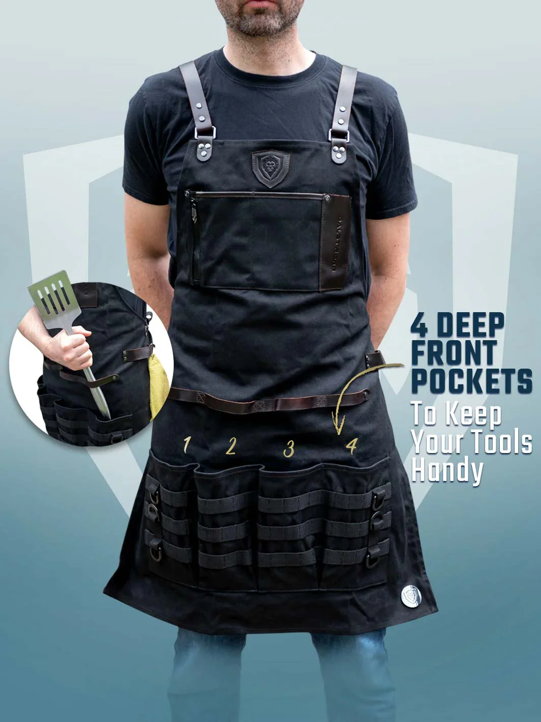 BBQ Apron | Heavy-Duty Waxed Canvas | Professional Chef's Kitchen Apron | Dalstrong © - Image 3
