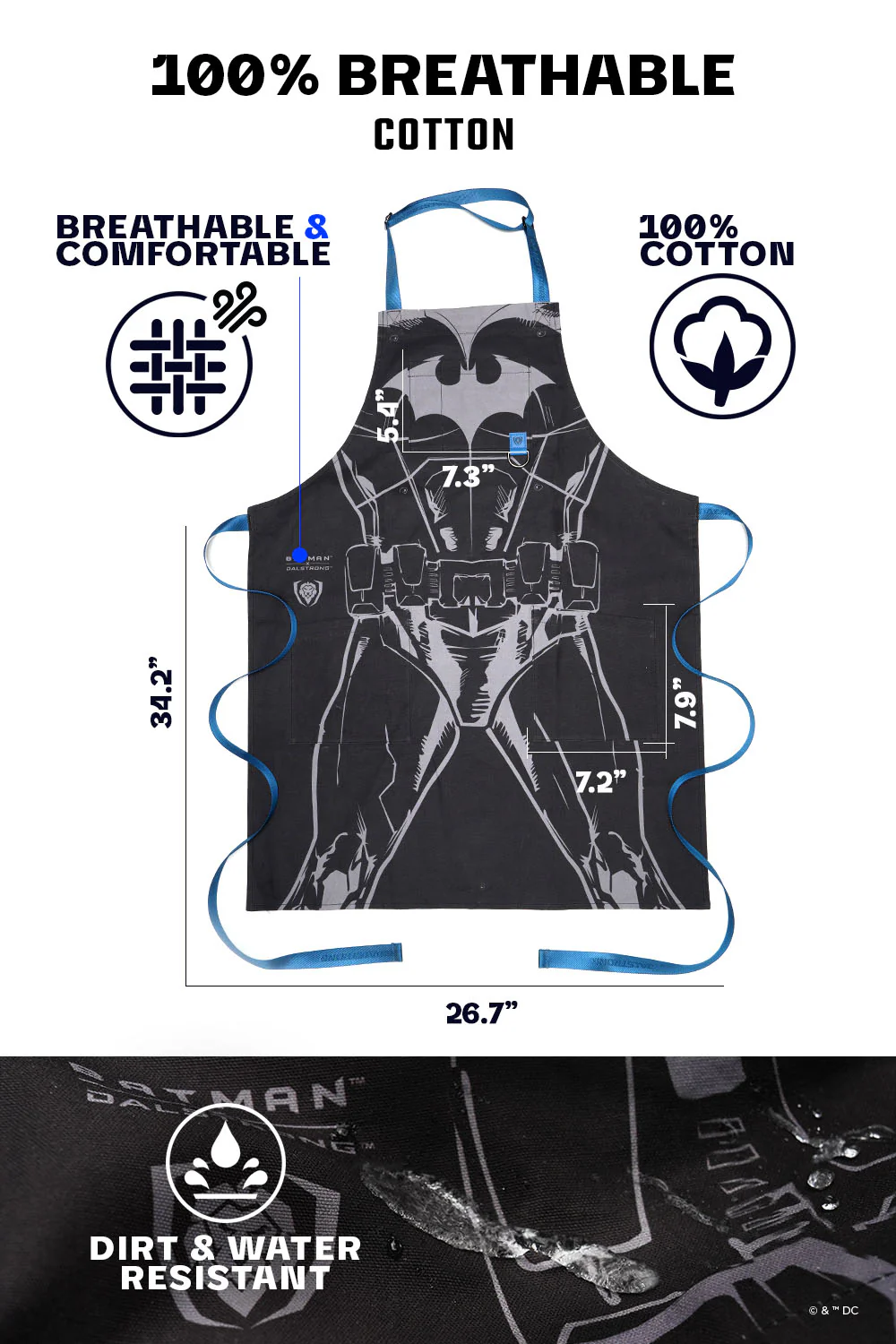 Chef's Apron | Batman™ Edition | Black Crusader | 100% Breathable Cotton | Dalstrong © - Image 5