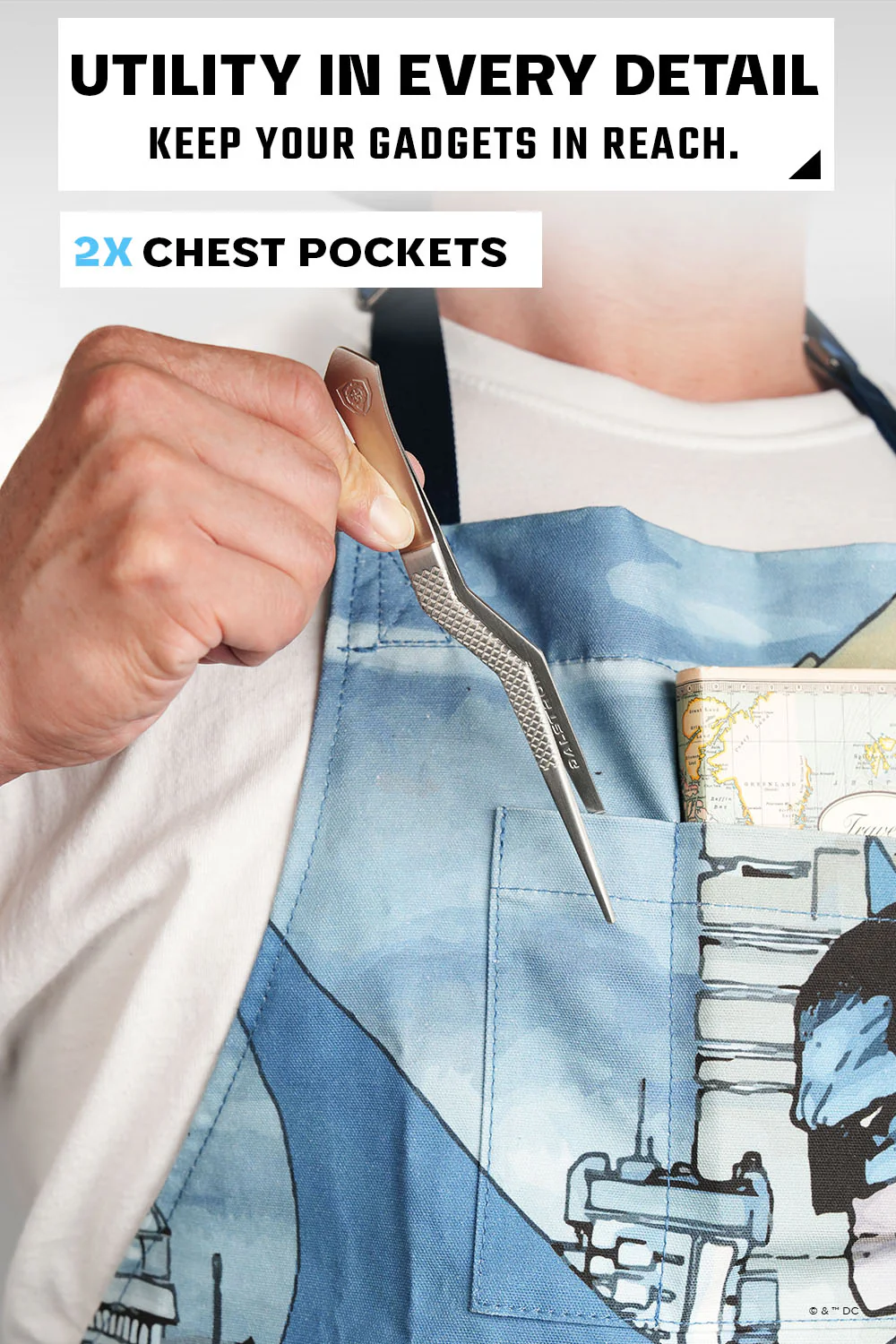 Chef's Apron | Batman™ Edition | Blue Legend | 100% Breathable Cotton | Dalstrong © - Image 3