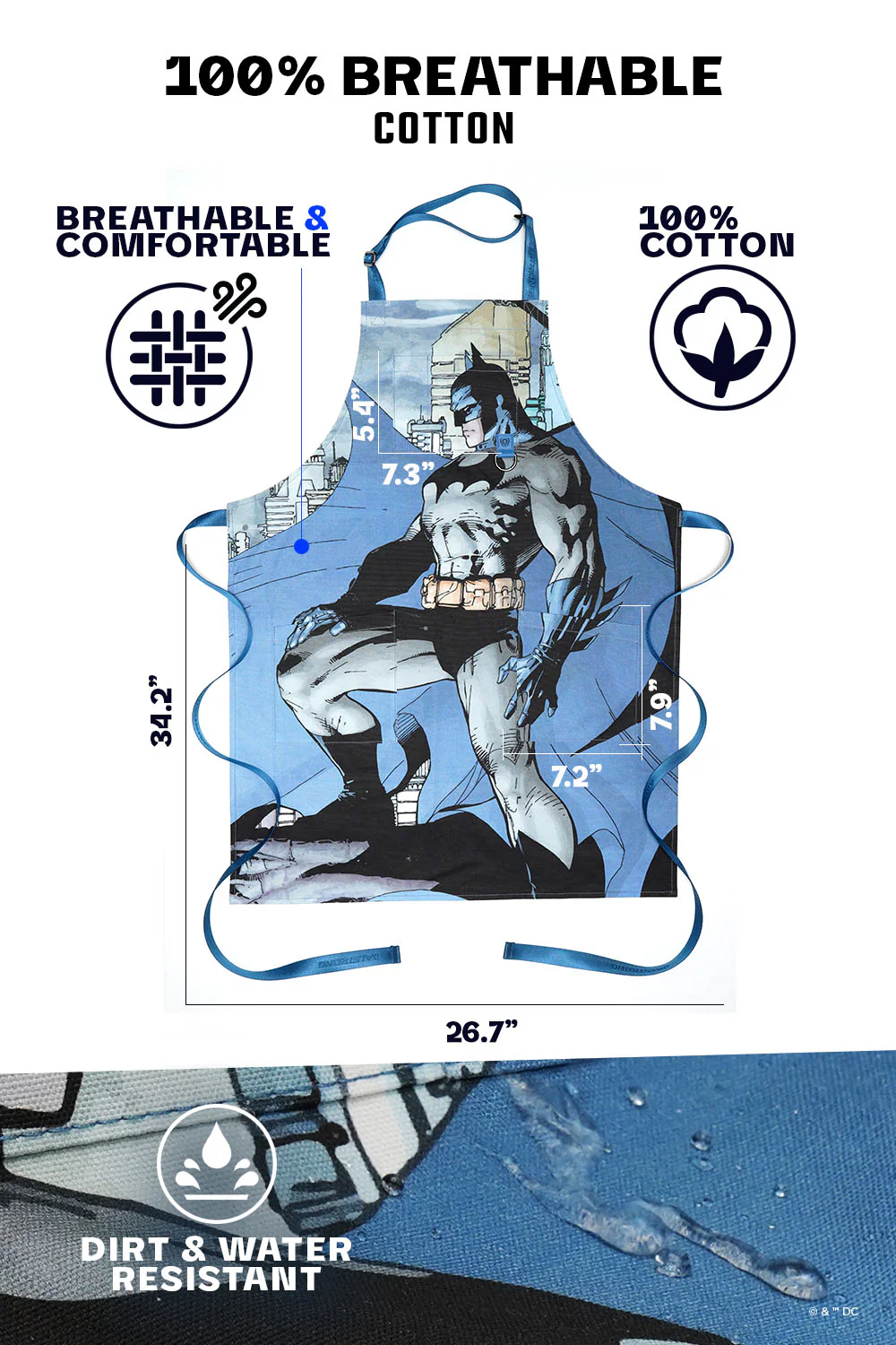 Chef's Apron | Batman™ Edition | Blue Legend | 100% Breathable Cotton | Dalstrong © - Image 5