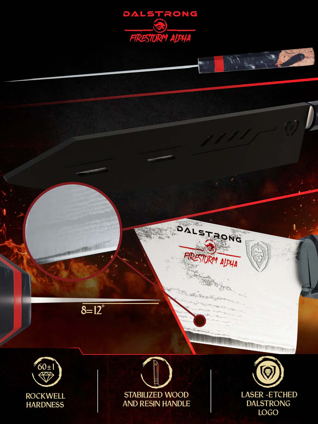 Chef's Knife 9.5" | Firestorm Alpha Series | Dalstrong © - Image 3