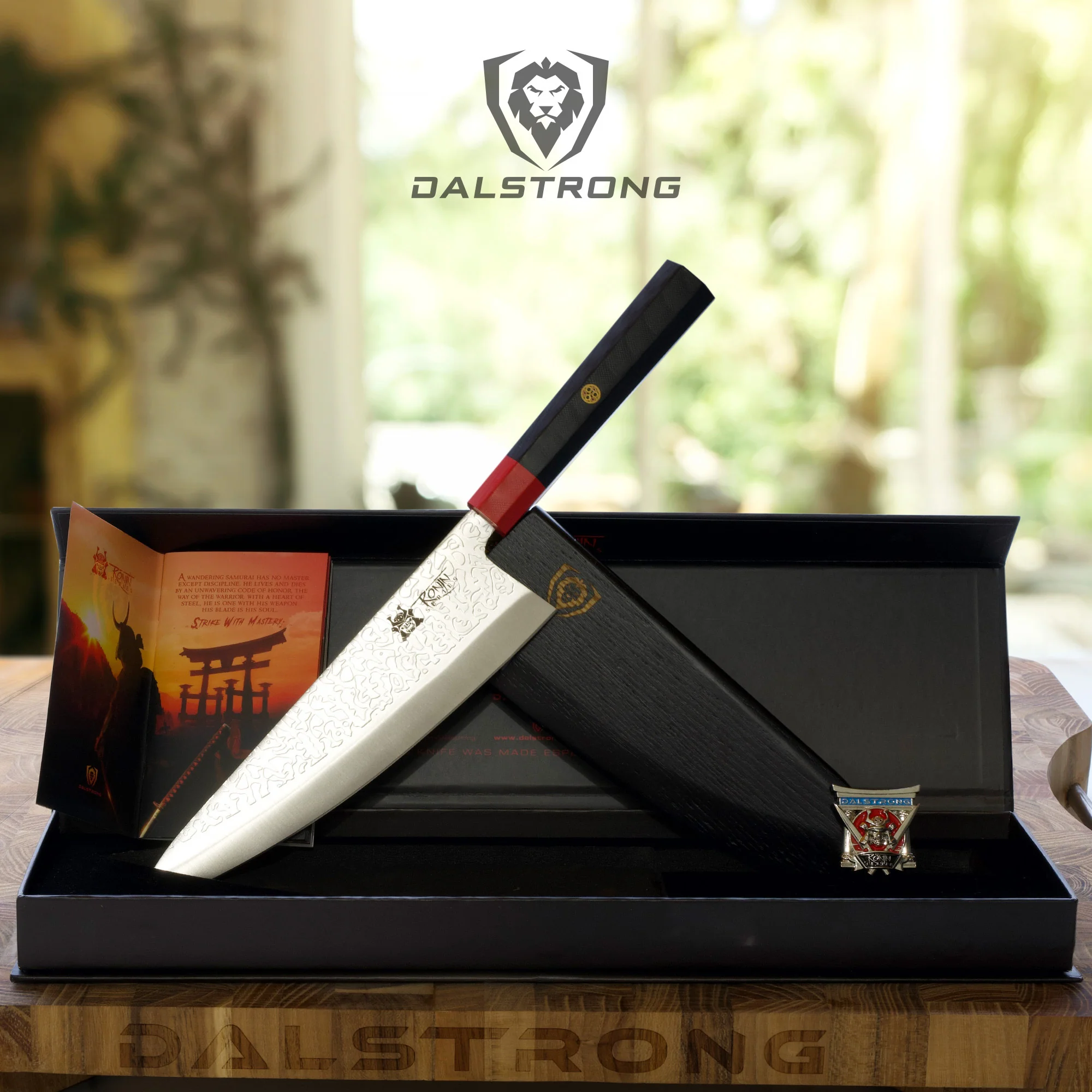 Chef Knife 9.5" | Double Bevel | Black Acacia Wood Sheath | Ronin Series | Dalstrong © - Image 8