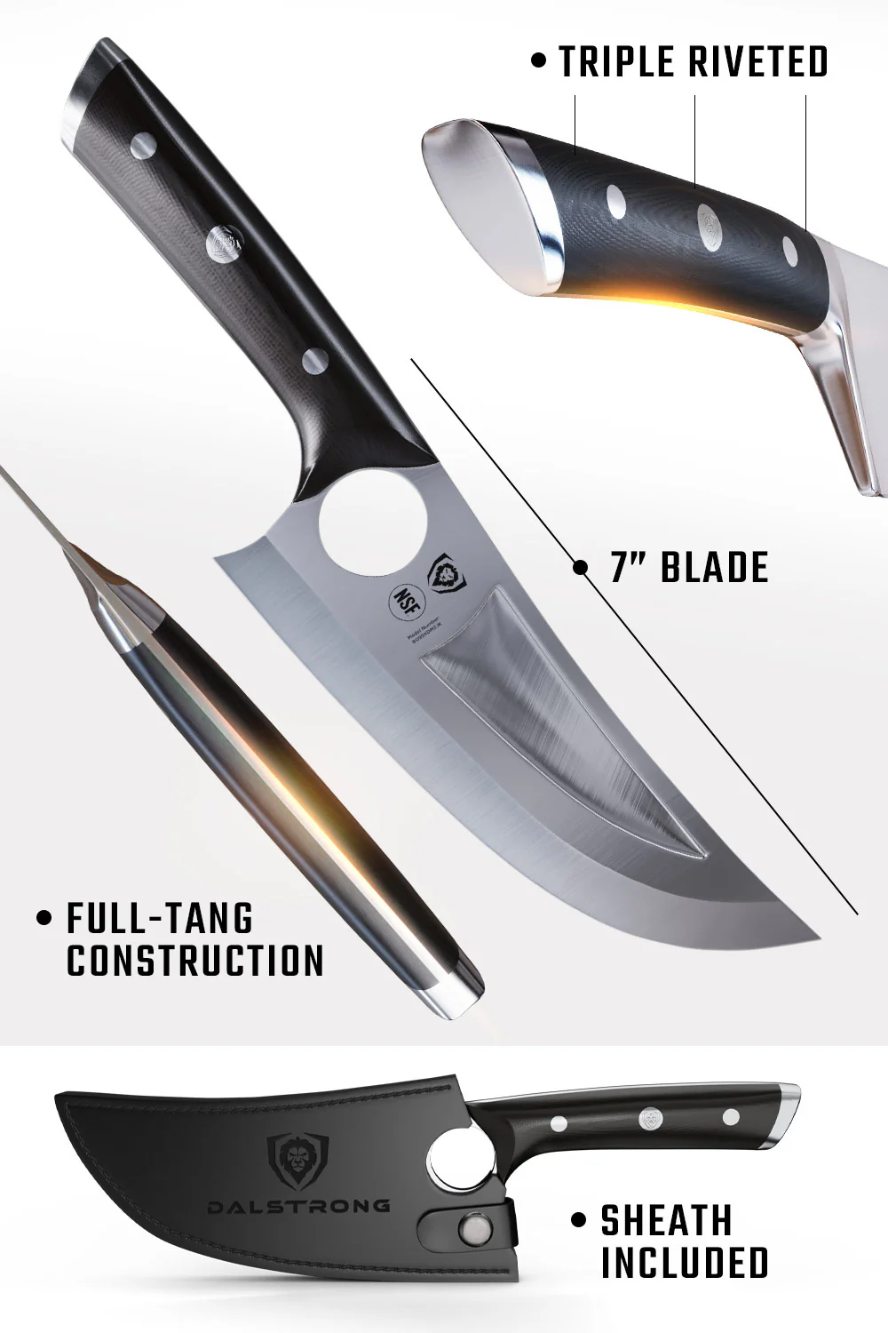 Chef & Utility Knife 7" | The Venator | Gladiator Series R | NSF Certified | Dalstrong © - Image 6