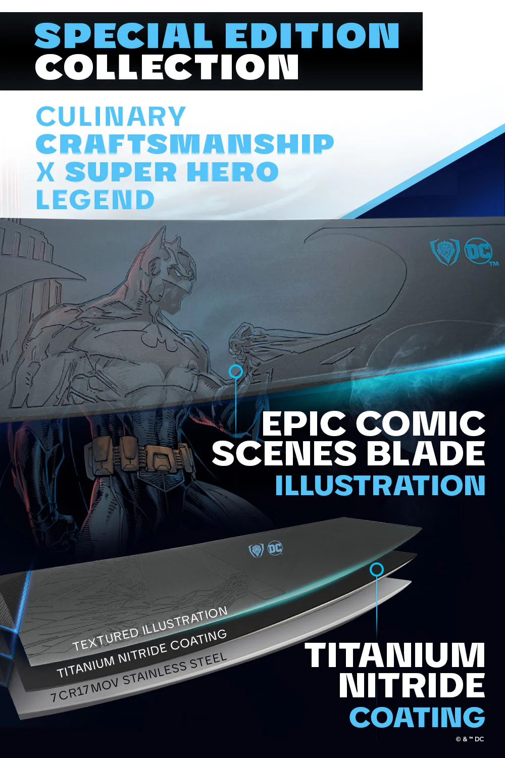 Chef's Knife 8" | BATMAN™ Edition | Shadow Black | Dalstrong © - Image 3