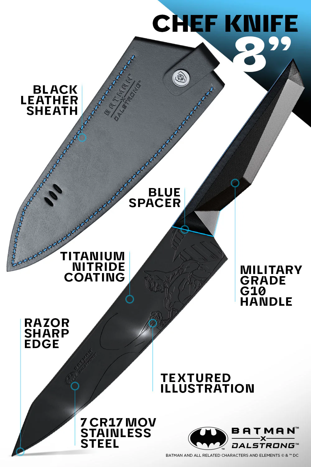 Chef's Knife 8" | BATMAN™ Edition | Shadow Black | Dalstrong © - Image 8