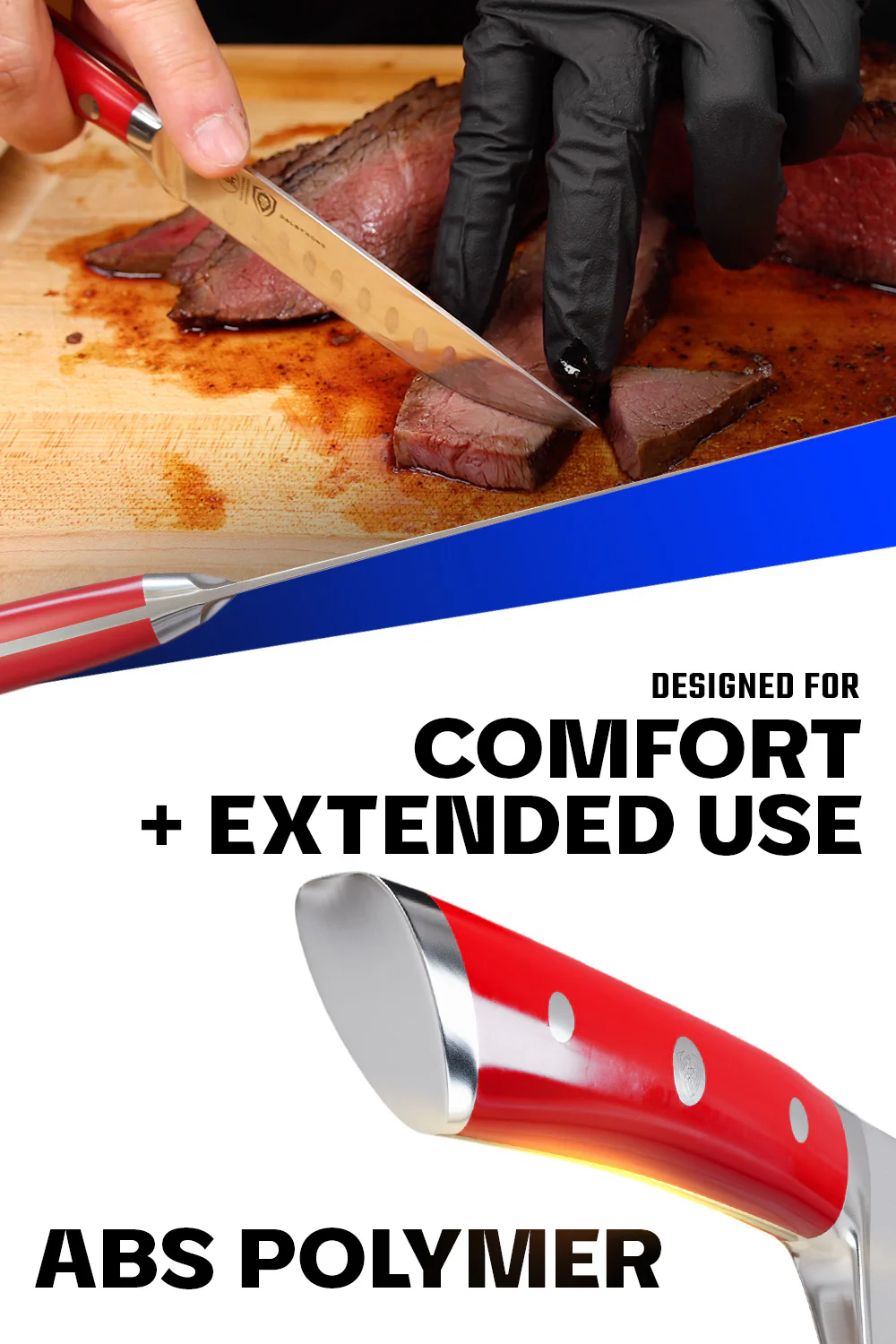 4-Piece Straight-Edge Steak Knife Set | Red ABS Handles | Gladiator Series | NSF Certified | Dalstrong © - Image 5