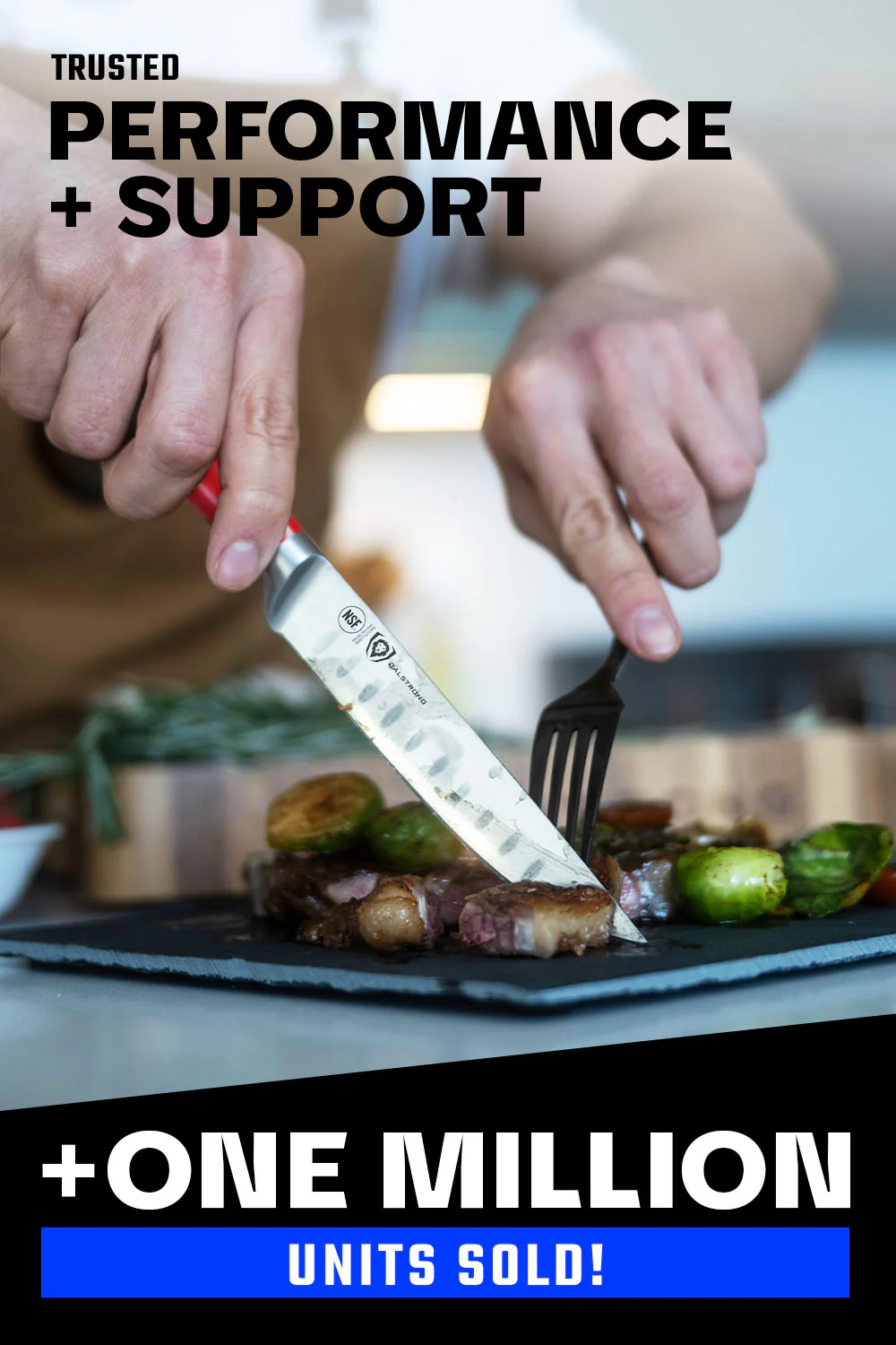 4-Piece Straight-Edge Steak Knife Set | Red ABS Handles | Gladiator Series | NSF Certified | Dalstrong © - Image 7