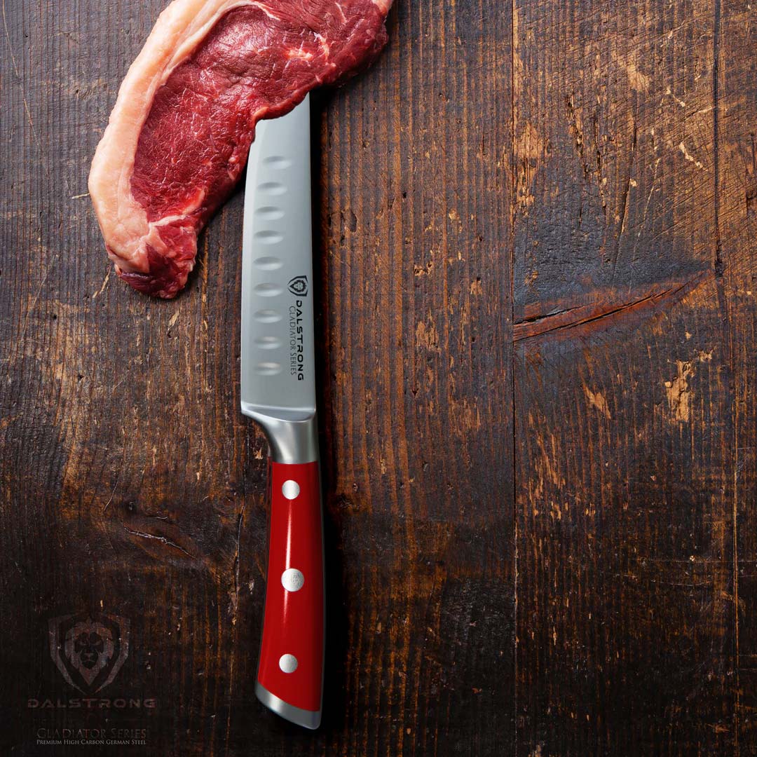 4-Piece Straight-Edge Steak Knife Set | Red ABS Handles | Gladiator Series | NSF Certified | Dalstrong © - Image 8