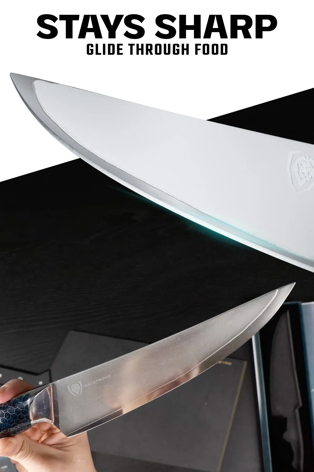 Chef's Knife 8" | Limited Edition | Blue Honeycomb Handle | Frost Fire Series Arctic Ocean Edition | NSF Certified | Dalstrong © - Image 3