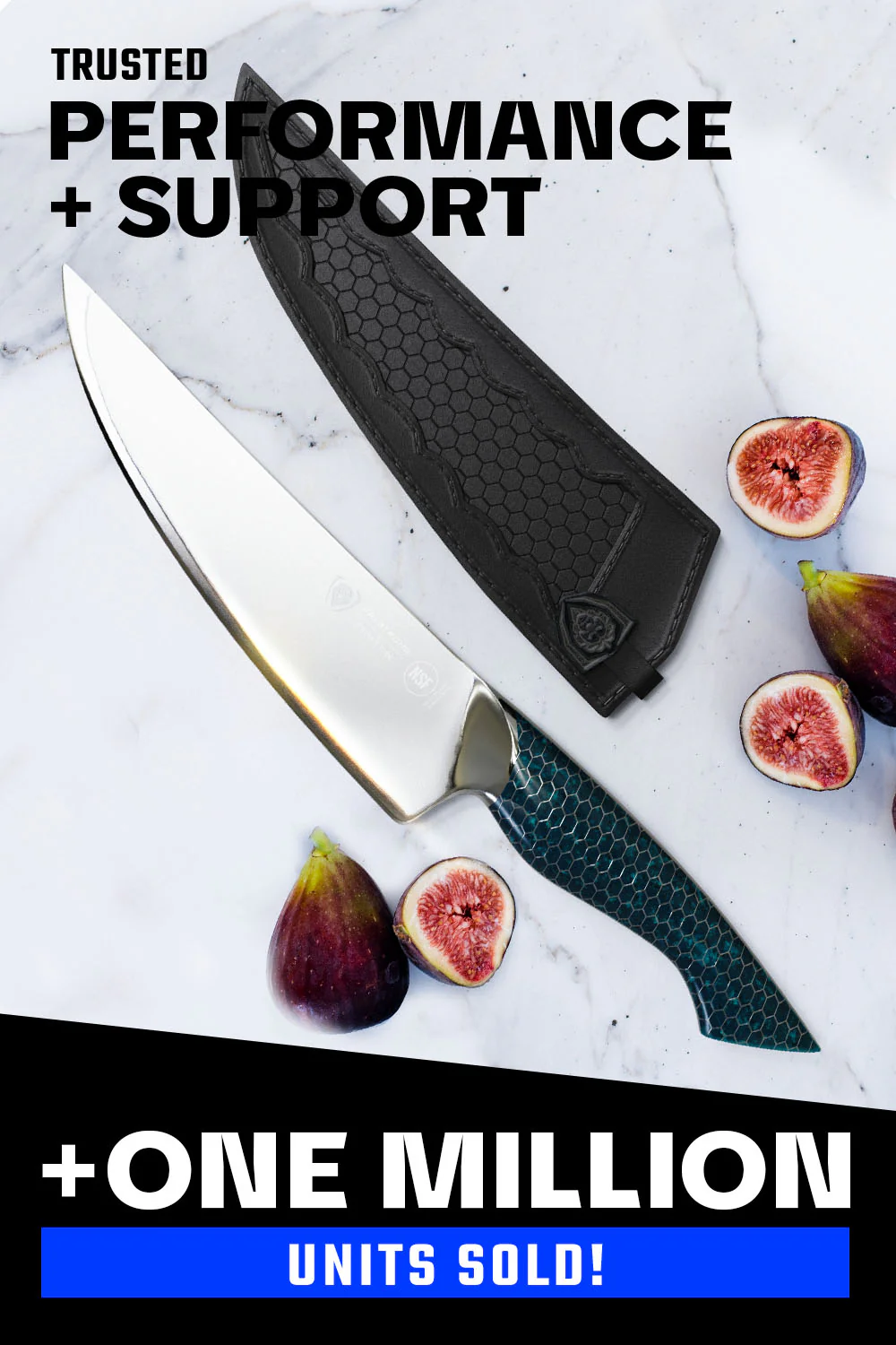 Chef's Knife 8" | Limited Edition | Blue Honeycomb Handle | Frost Fire Series Arctic Ocean Edition | NSF Certified | Dalstrong © - Image 7