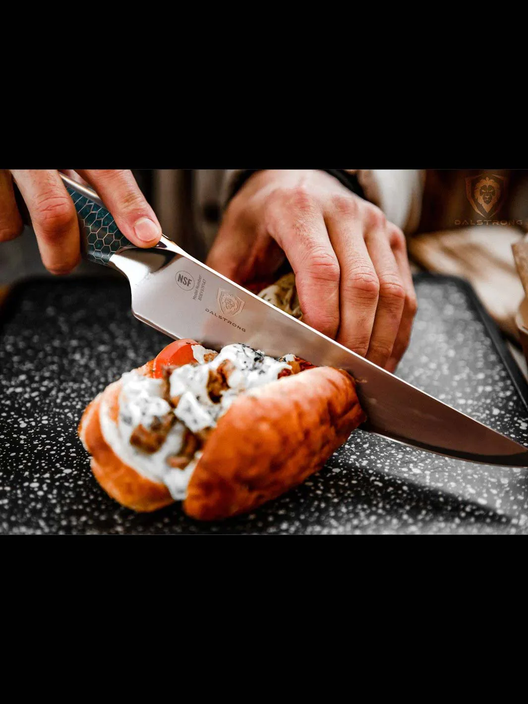 Chef's Knife 8" | Limited Edition | Blue Honeycomb Handle | Frost Fire Series Arctic Ocean Edition | NSF Certified | Dalstrong © - Image 8