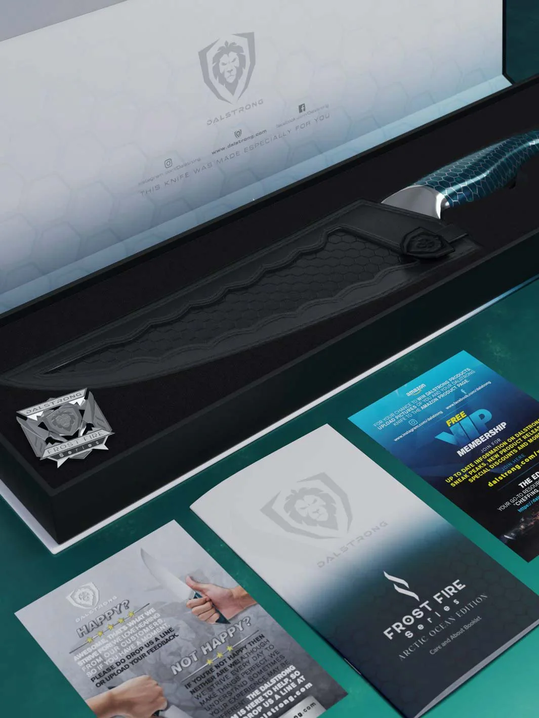 Chef's Knife 8" | Limited Edition | Blue Honeycomb Handle | Frost Fire Series Arctic Ocean Edition | NSF Certified | Dalstrong © - Image 9