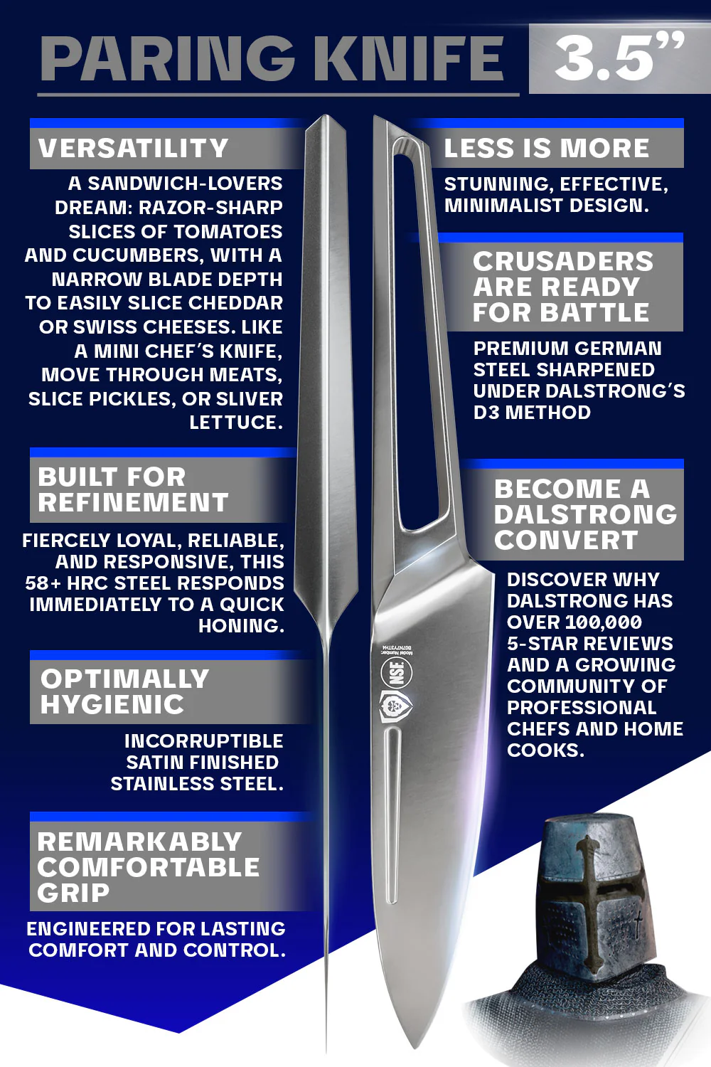Paring Knife 3.5" | Crusader Series | NSF Certified | Dalstrong © - Image 3