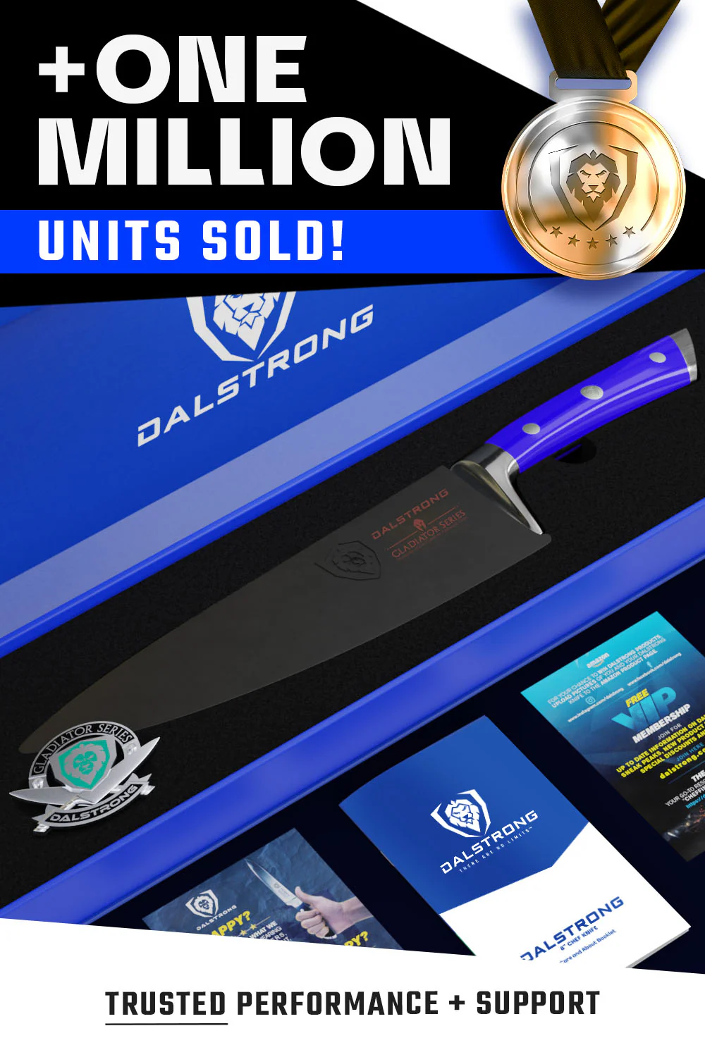 Chef's Knife 8" | Blue Handle | Gladiator Series | NSF Certified | Dalstrong © - Image 7