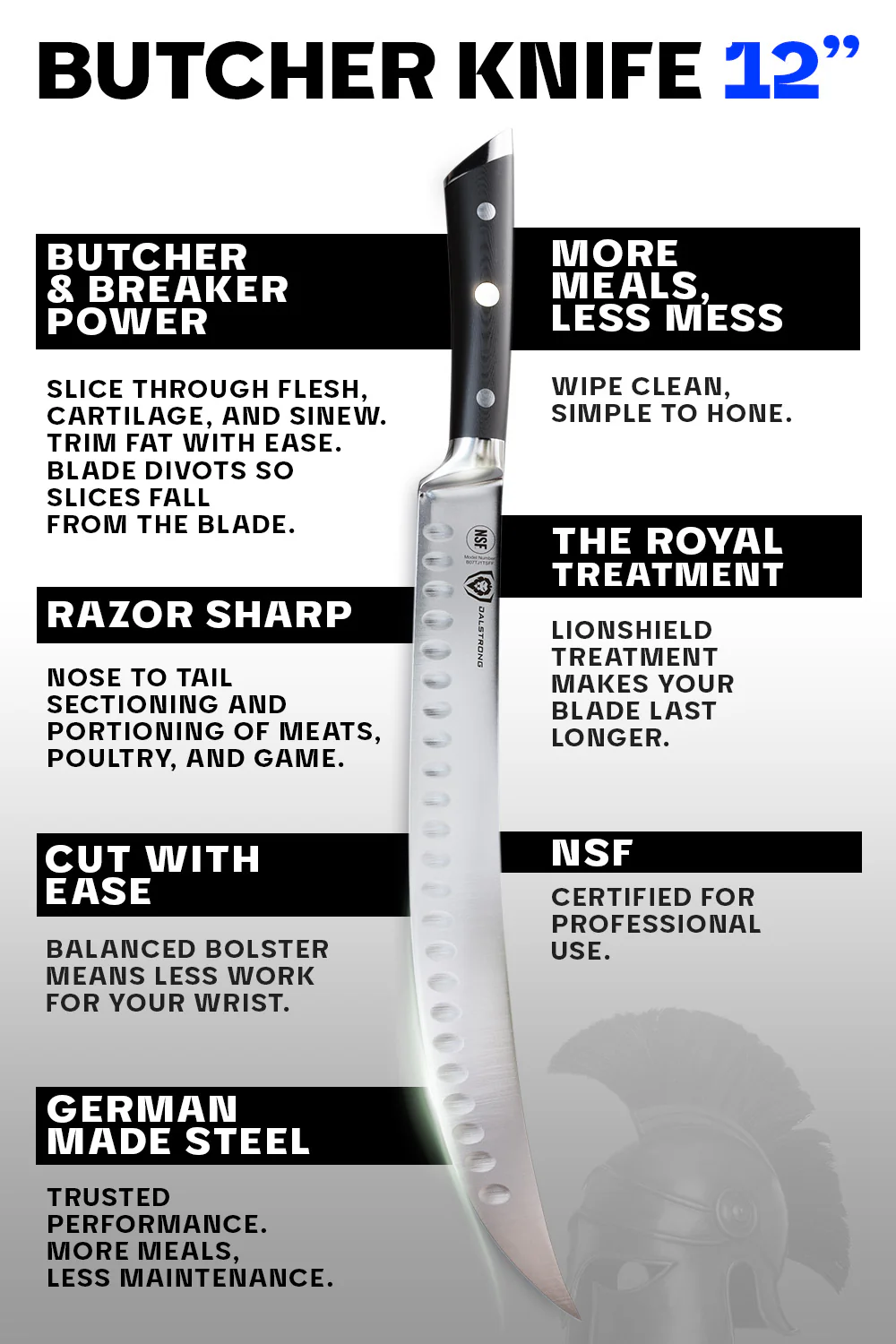 Butcher's Breaking Cimiter Knife 12" | Gladiator Series | NSF Certified | Dalstrong © - Image 6