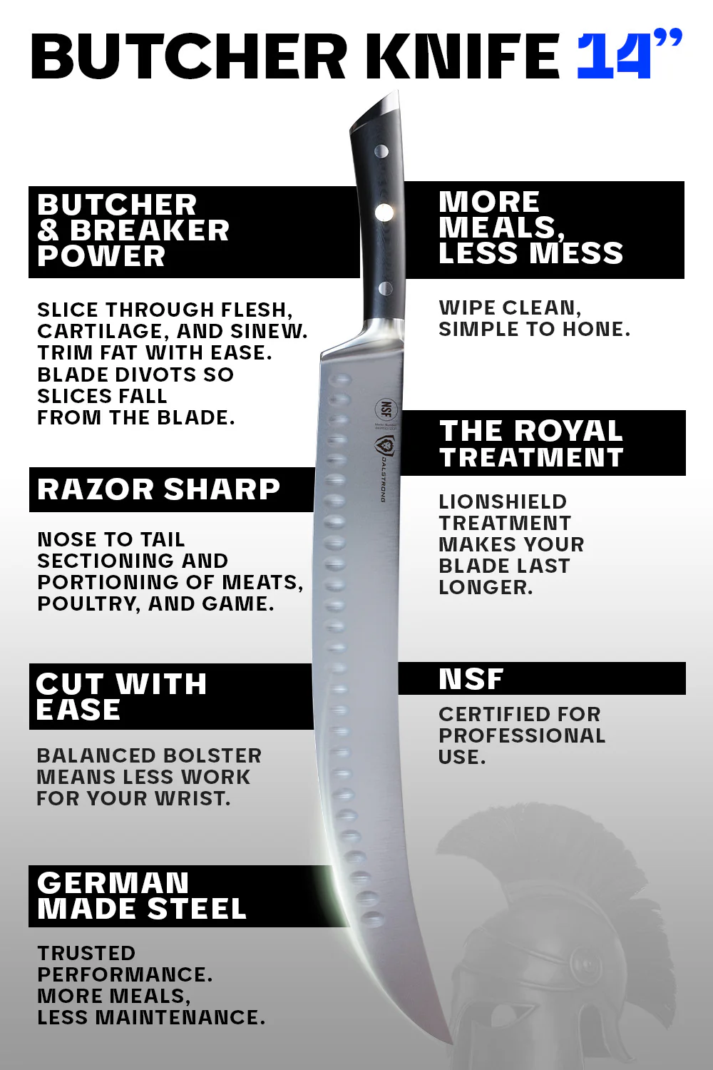 Butcher & Breaking Cimiter Knife 14" | Gladiator Series | NSF Certified | Dalstrong © - Image 6