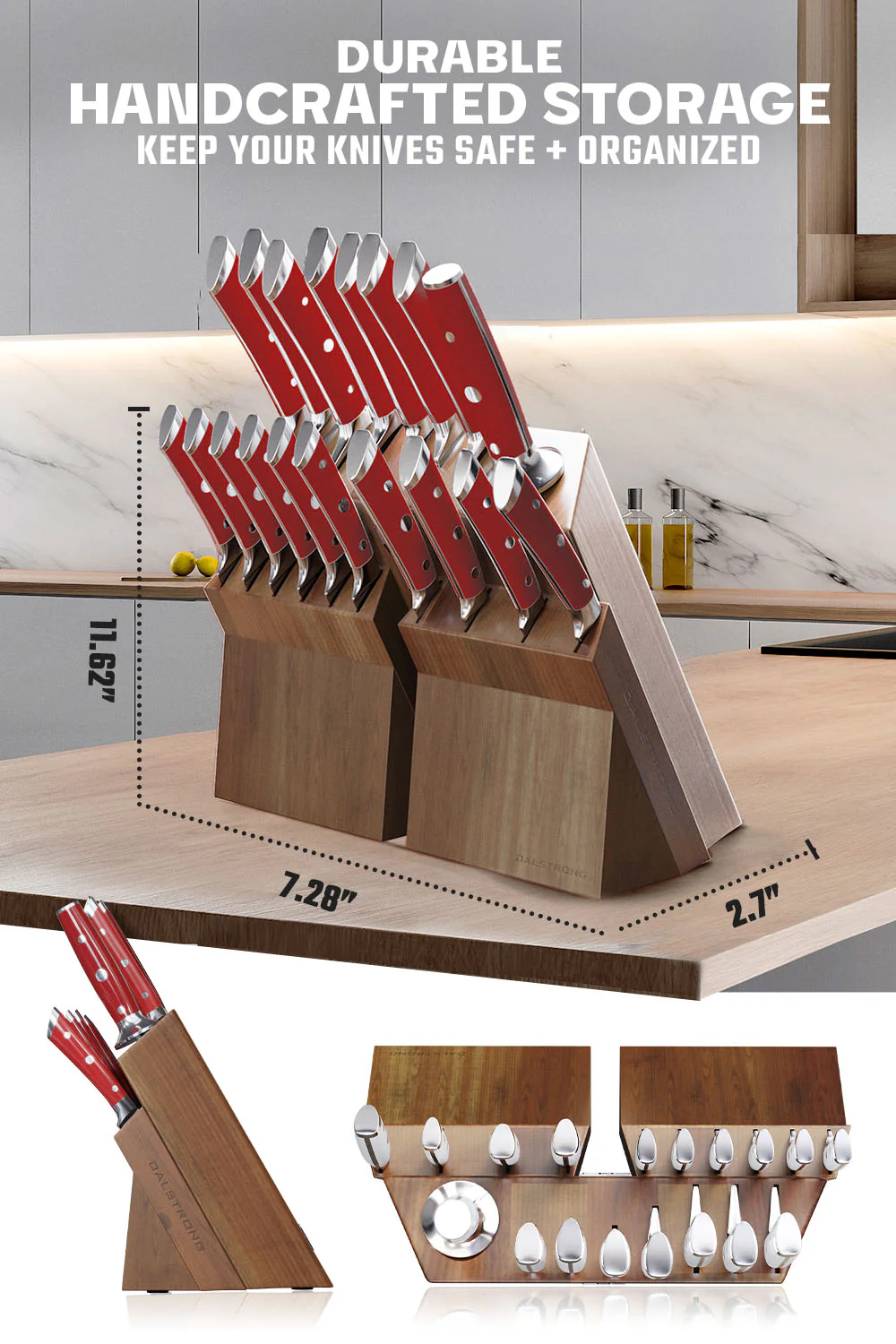 18-piece Colossal Knife Set with Block | Red Handles | Gladiator Series | Knives NSF Certified | Dalstrong © - Image 5