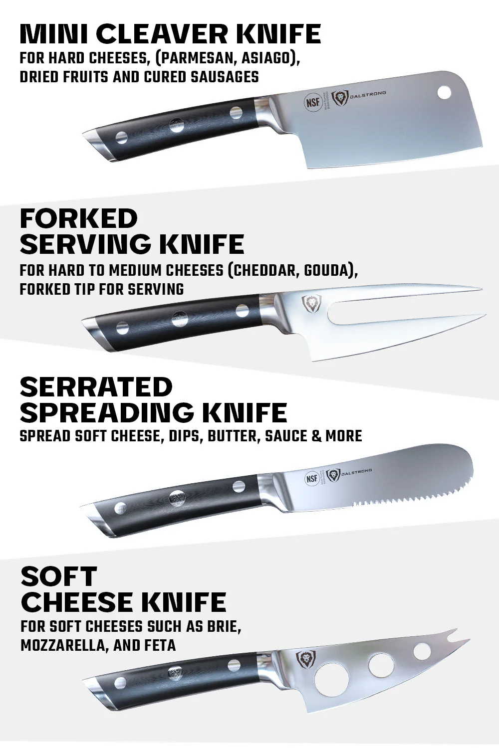 4-Piece Charcuterie & Cheese Knife Set | Gladiator Series | NSF Certified | Dalstrong © - Image 6