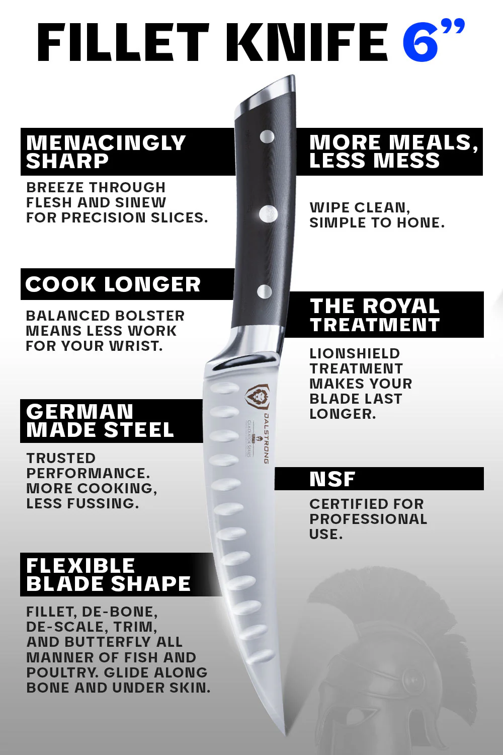 Curved Fillet Knife 6" | Gladiator Series | NSF Certified | Dalstrong © - Image 6