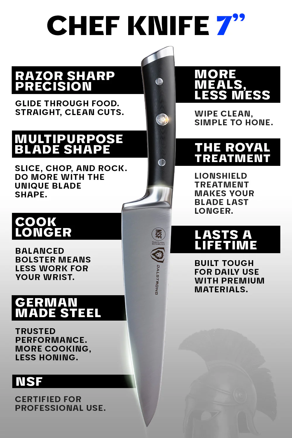 Chef's Knife 7" | Gladiator Series Elite | NSF Certified | Dalstrong © - Image 6