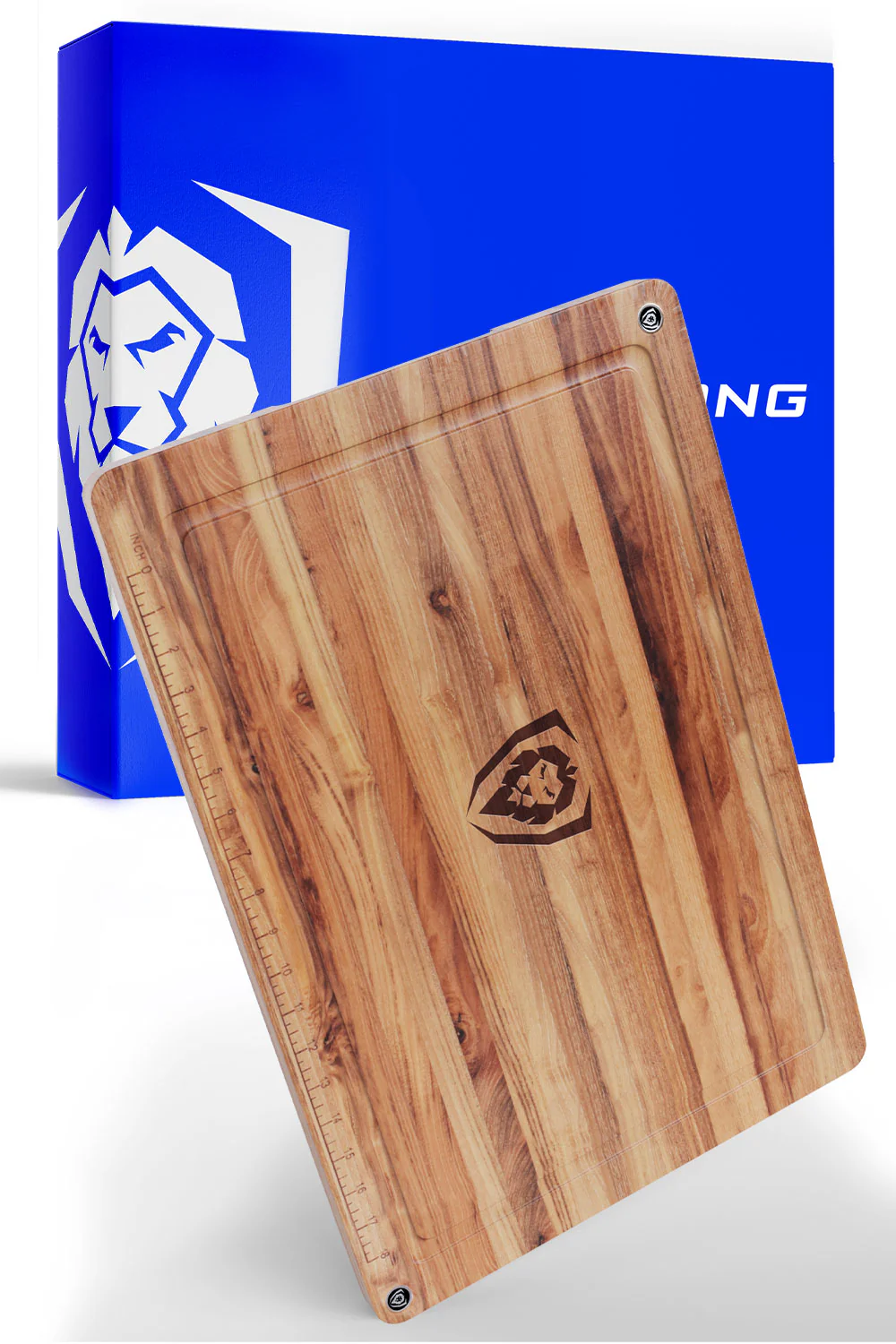 Gladiator Series Essentials | 8" Chef's Knife + 3.5" Paring Knife + 10" Serrated Bread Knife + Lionswood Teak Cutting Board - Image 16