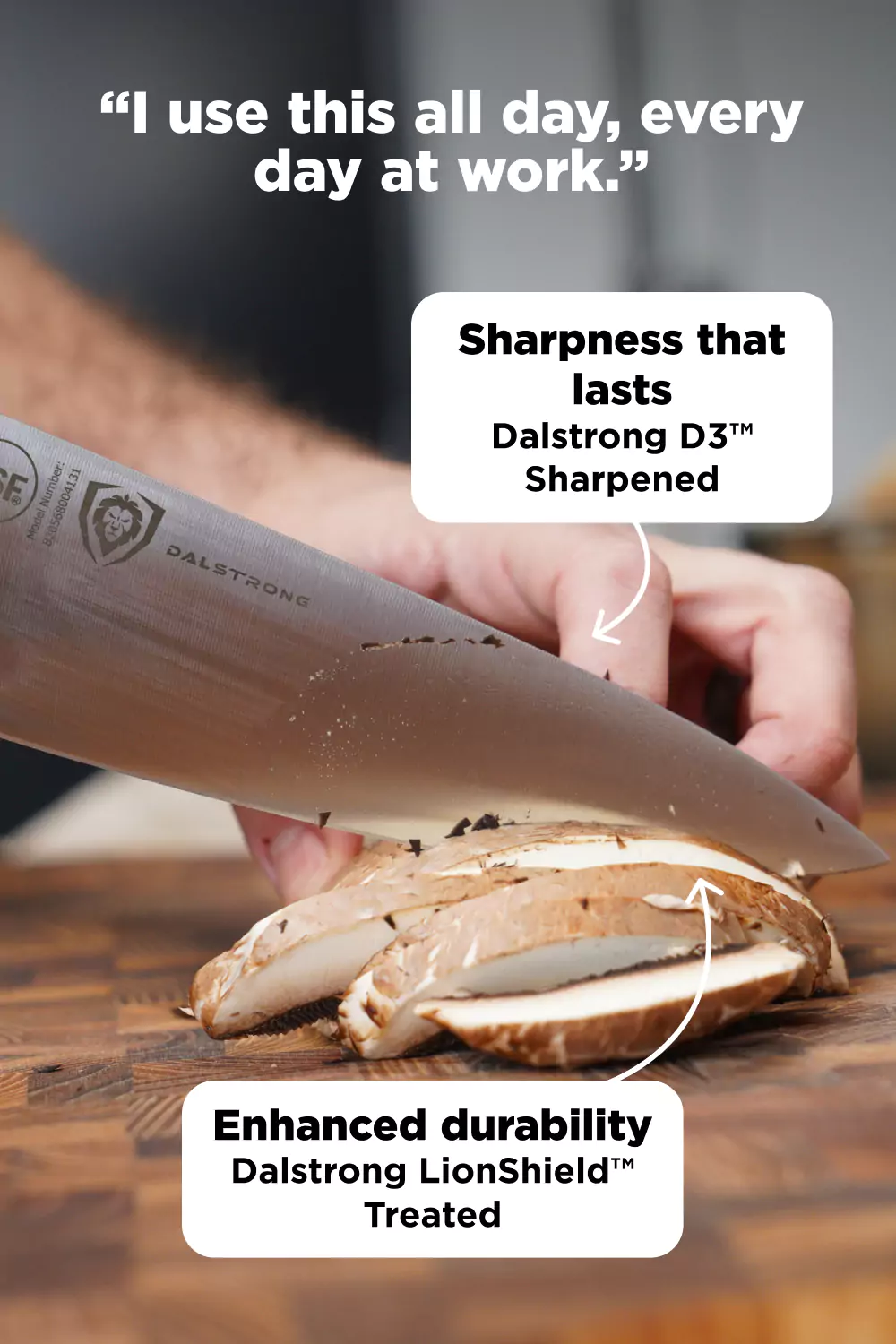 Gladiator Series Essentials | 8" Chef's Knife + 3.5" Paring Knife + 10" Serrated Bread Knife + Lionswood Teak Cutting Board - Image 5