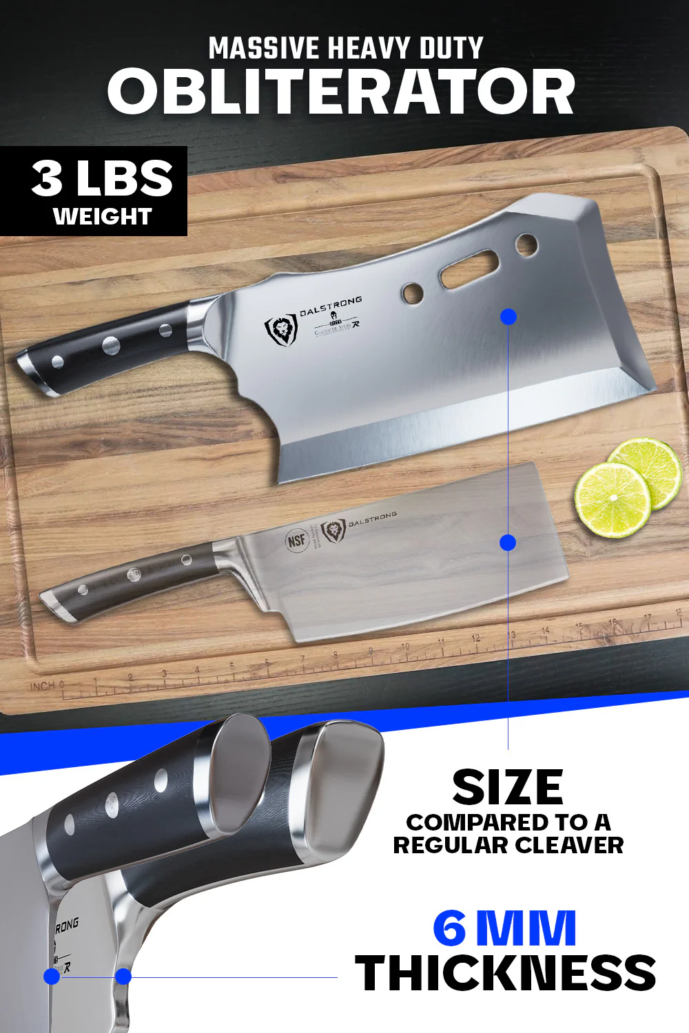 Meat Cleaver 9" with Stand | Obliterator | Gladiator Series | NSF Certified | Dalstrong © - Image 4