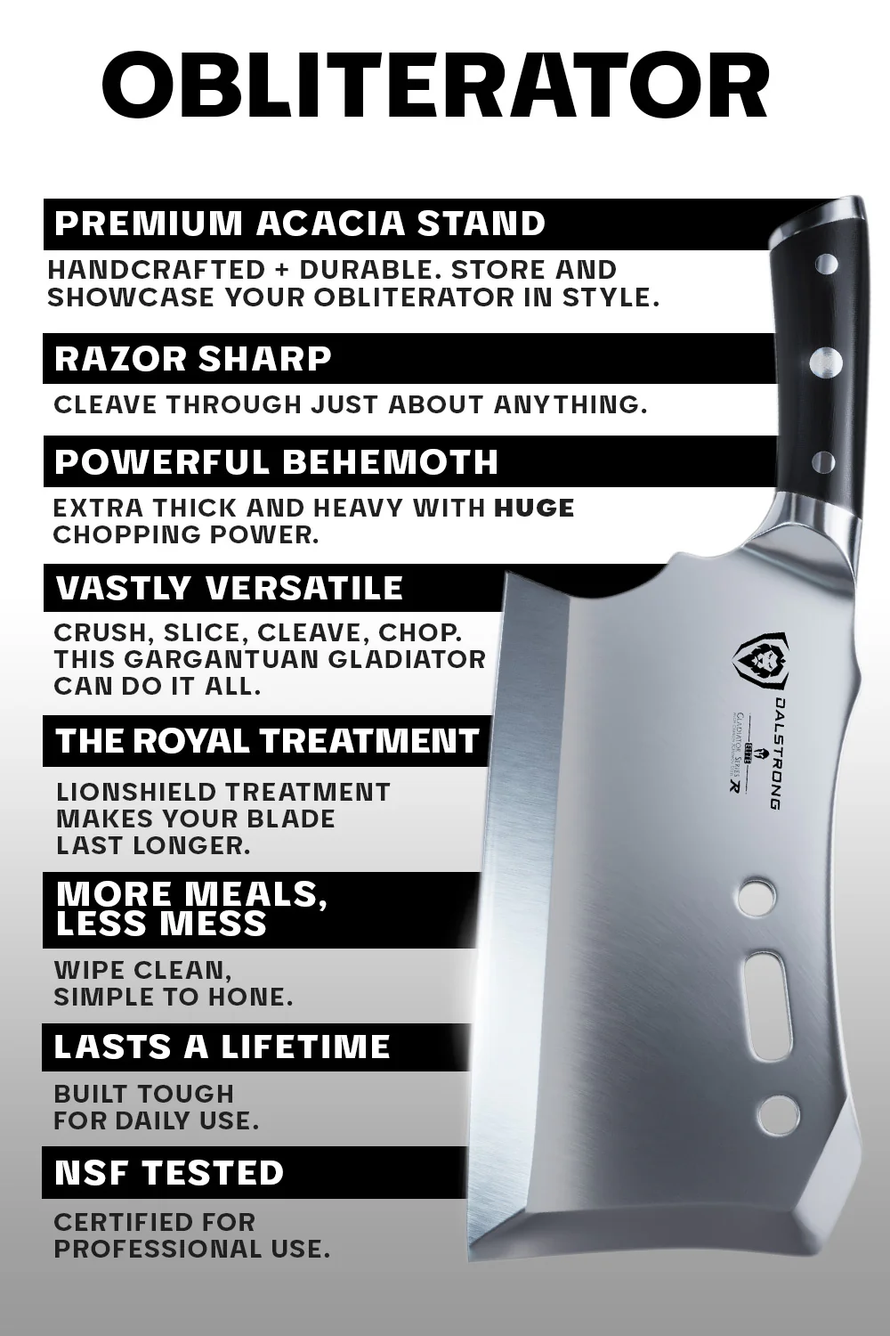 Meat Cleaver 9" with Stand | Obliterator | Gladiator Series | NSF Certified | Dalstrong © - Image 9