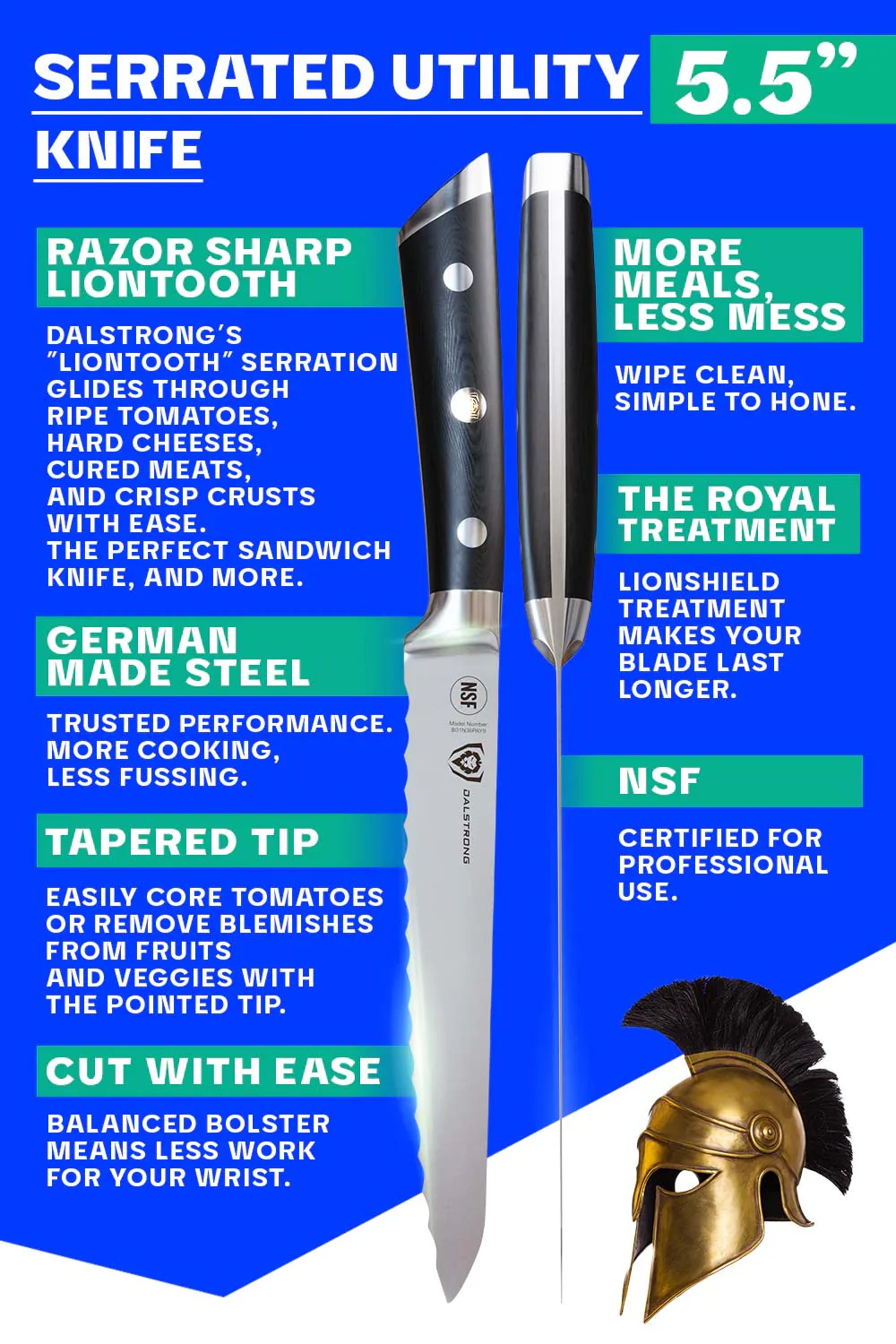 Serrated Utility Knife 5.5" | Gladiator Series | NSF Certified | Dalstrong © - Image 5