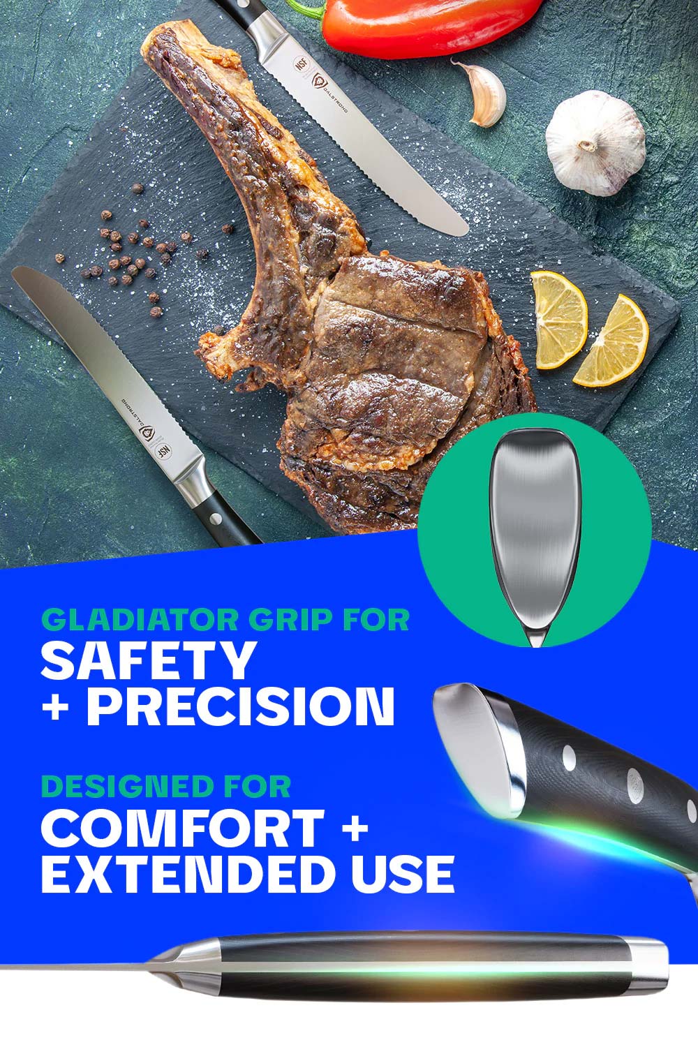 4-Piece Serrated Steak Knife Set | Gladiator Series | NSF Certified | Dalstrong © - Image 5
