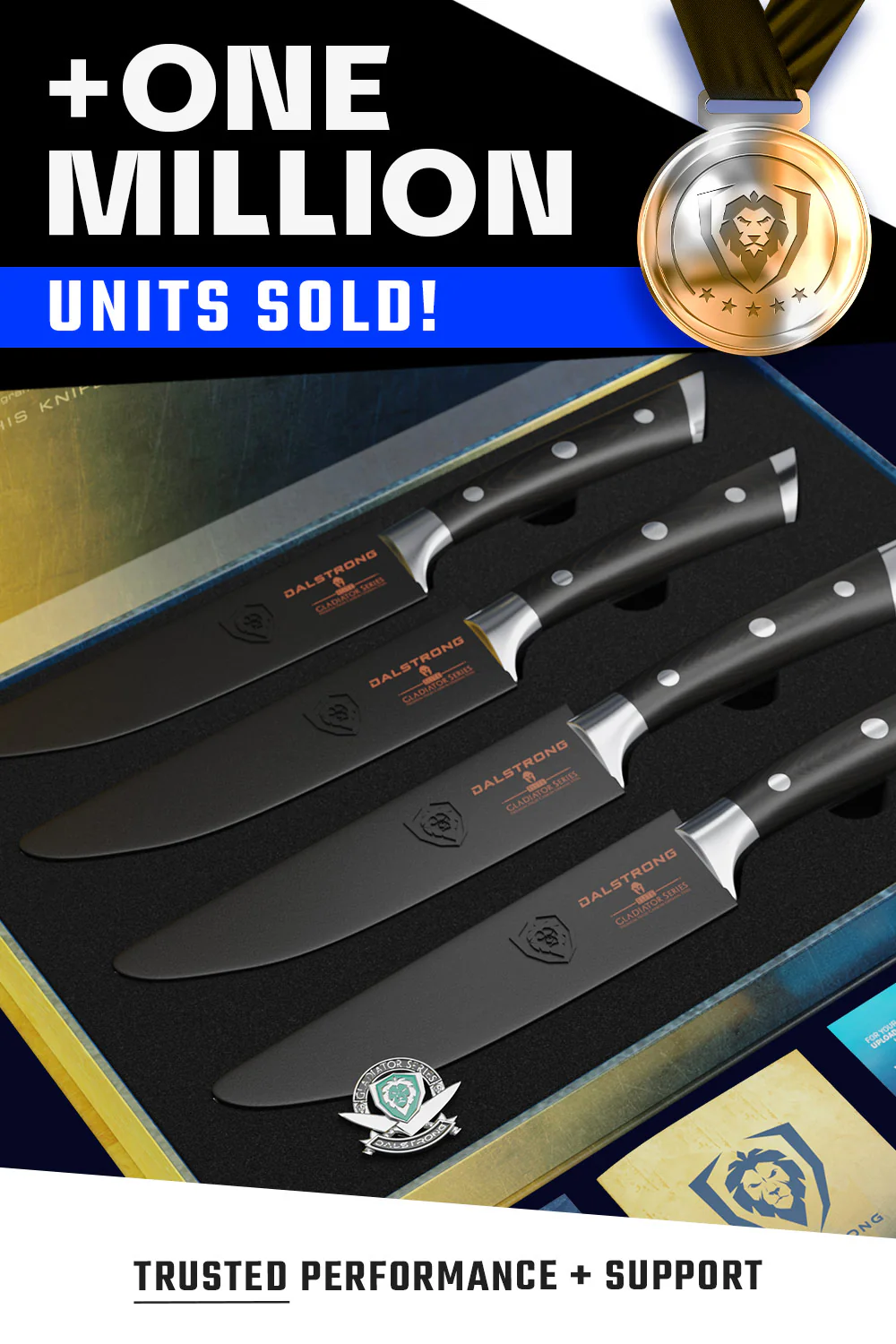 4-Piece Straight-Edge Steak Knife Set | Gladiator Series | NSF Certified | Dalstrong © - Image 7