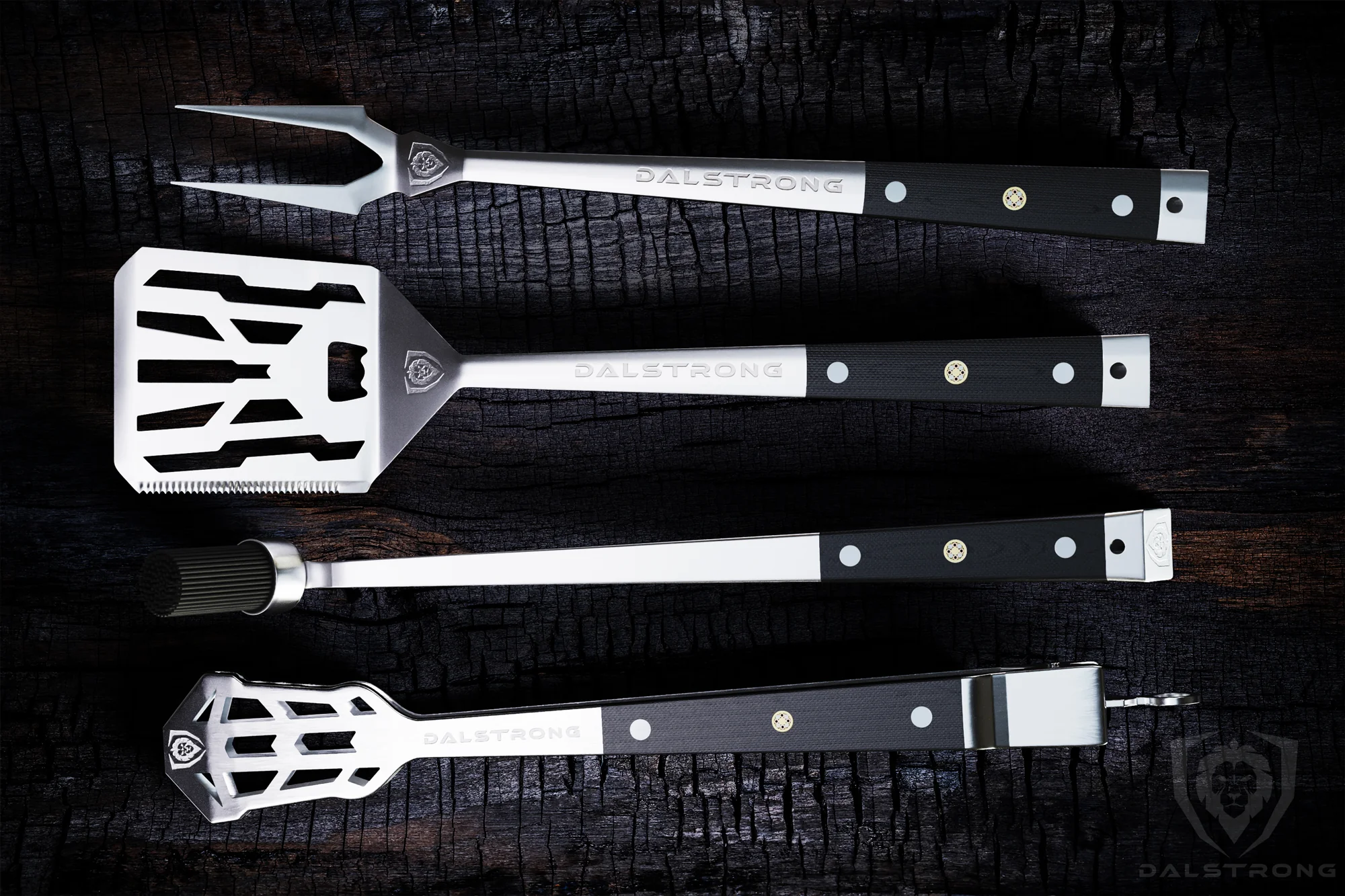 Tongs, Spatula, Fork, Silicone Brush | 4 Piece Premium Grill Kit | Dalstrong © - Image 5