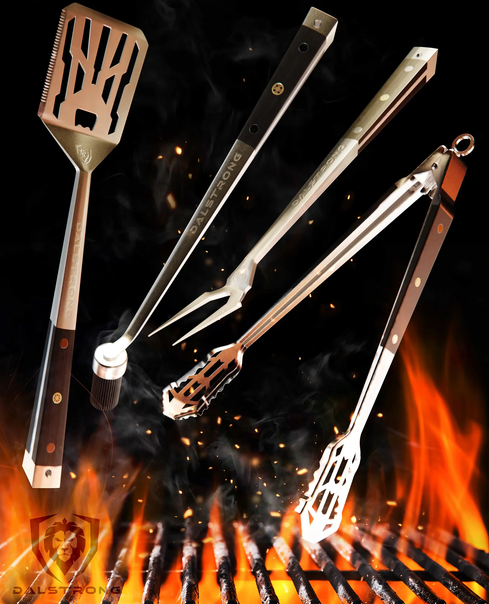 Tongs, Spatula, Fork, Silicone Brush | 4 Piece Premium Grill Kit | Dalstrong © - Image 6