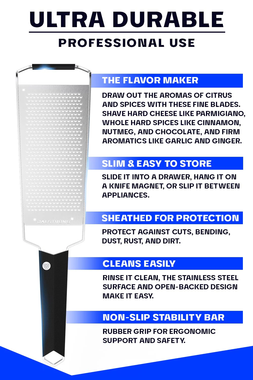 Professional Fine Wide Cheese Grater | Dalstrong © - Image 5