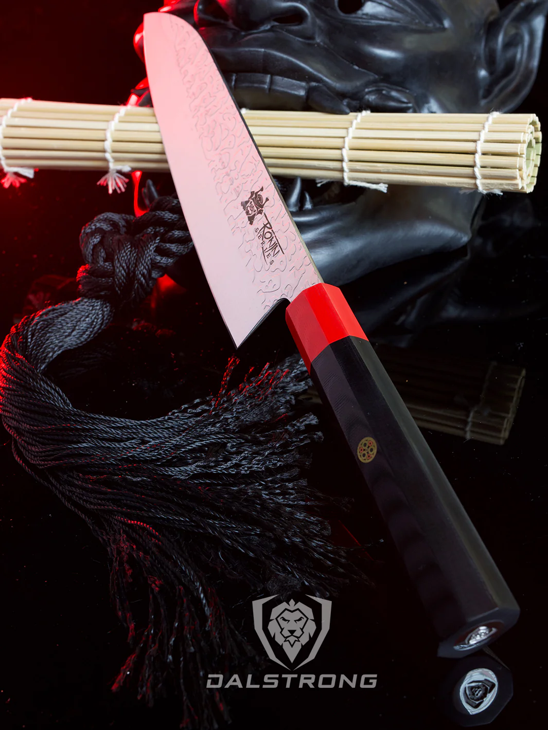 Santoku Knife 7" | Double Bevel | Black Acacia Wood Sheath | Ronin Series | Dalstrong © - Image 7
