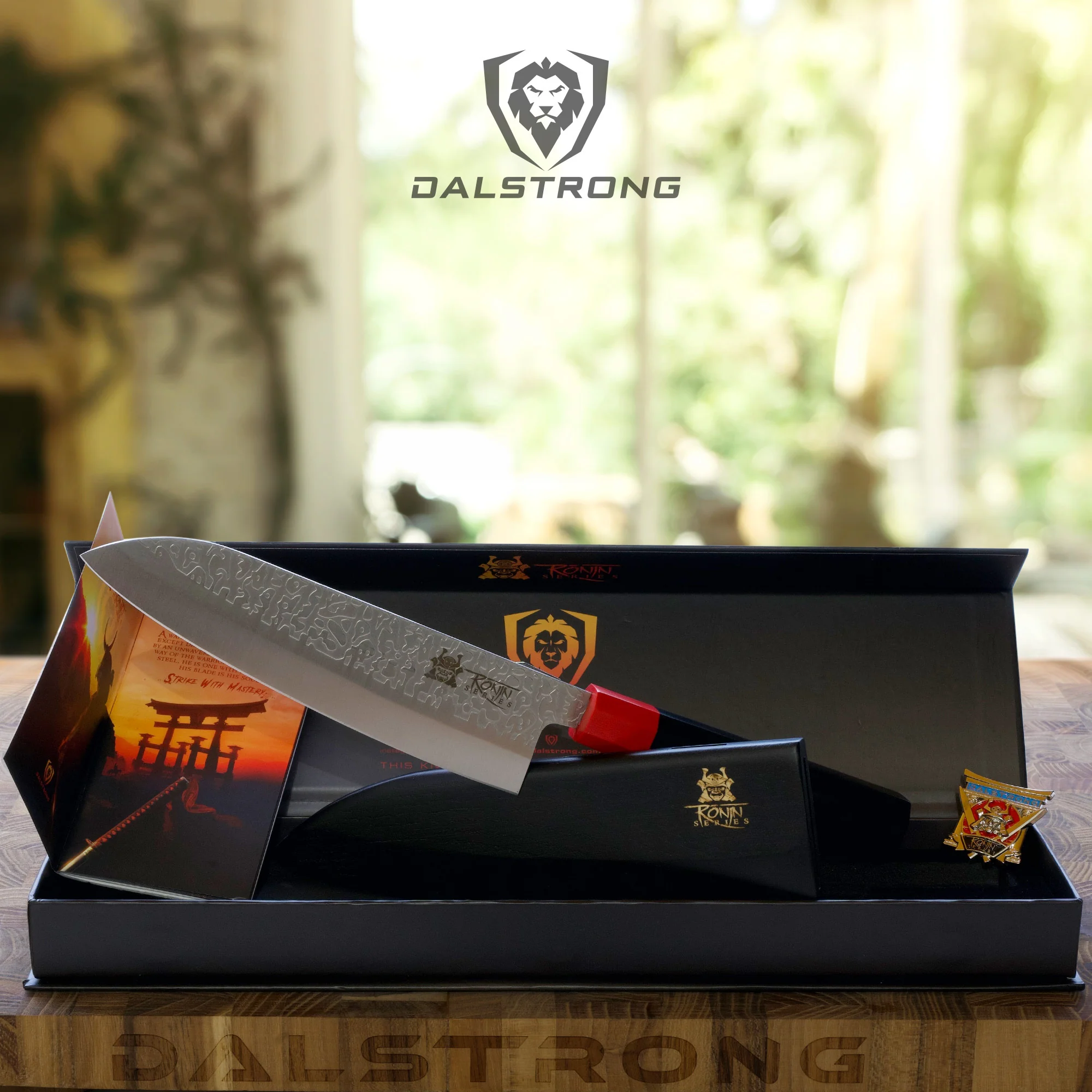 Santoku Knife 7" | Double Bevel | Black Acacia Wood Sheath | Ronin Series | Dalstrong © - Image 8