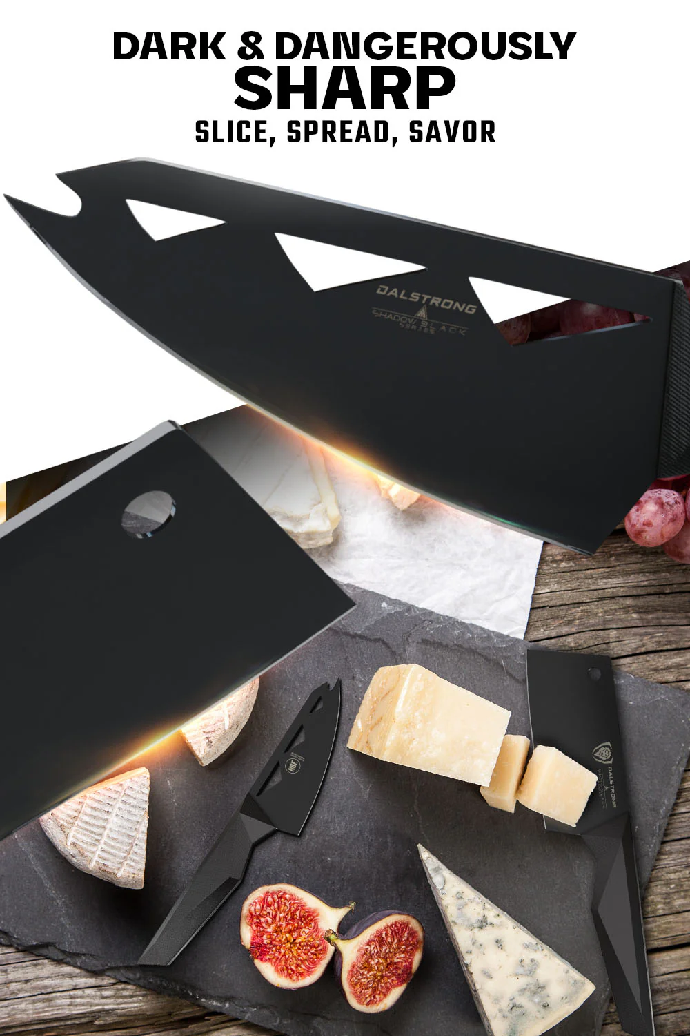 4-Piece Cheese Knife Set | Shadow Black Series | NSF Certified | Dalstrong © - Image 3