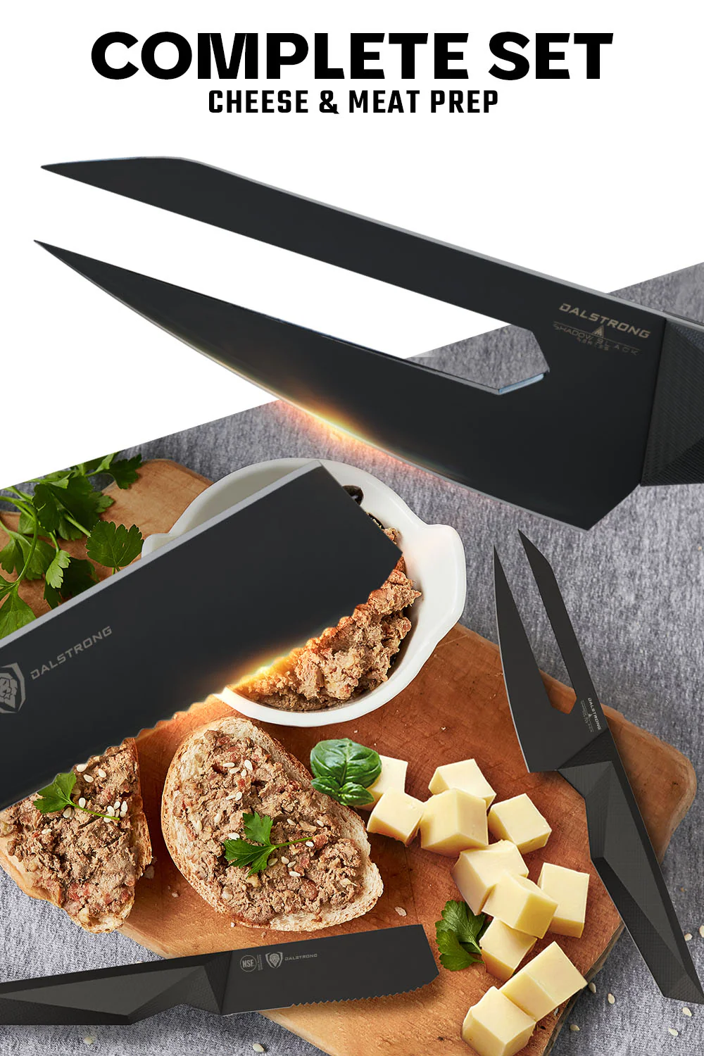 4-Piece Cheese Knife Set | Shadow Black Series | NSF Certified | Dalstrong © - Image 4