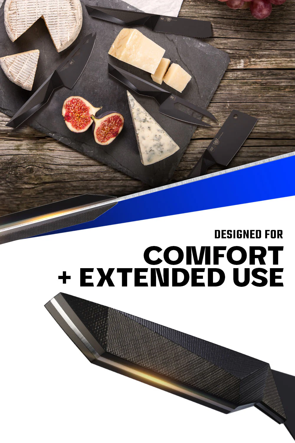 4-Piece Cheese Knife Set | Shadow Black Series | NSF Certified | Dalstrong © - Image 7