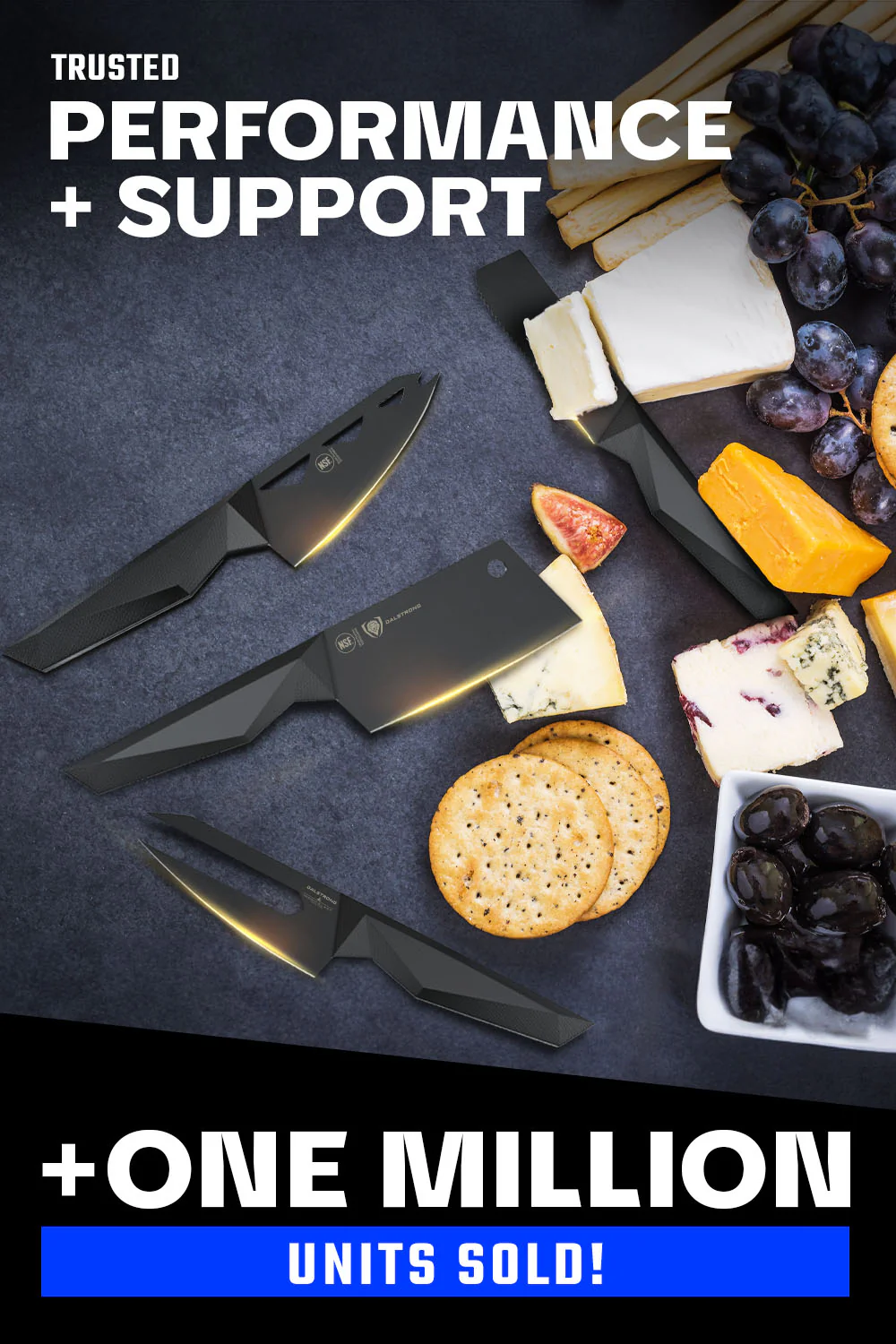 4-Piece Cheese Knife Set | Shadow Black Series | NSF Certified | Dalstrong © - Image 9