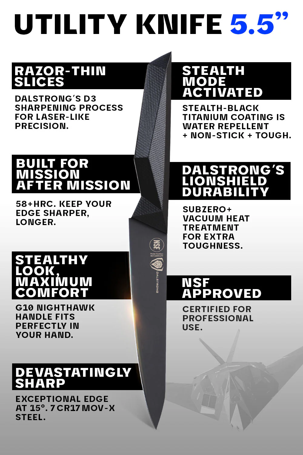 Utility Knife 5.5" | Shadow Black Series | NSF Certified | Dalstrong © - Image 6
