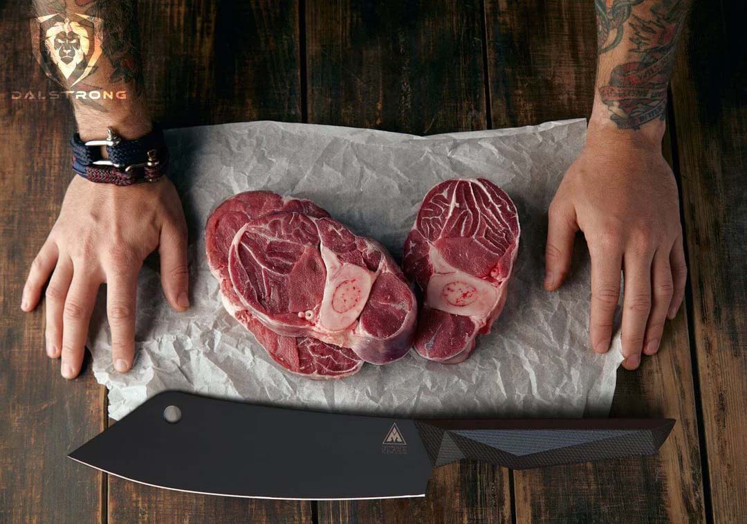 Cleaver Hybrid Chef's Knife 8" | Crixus | NSF Certified | Shadow Black Series | Dalstrong © - Image 9
