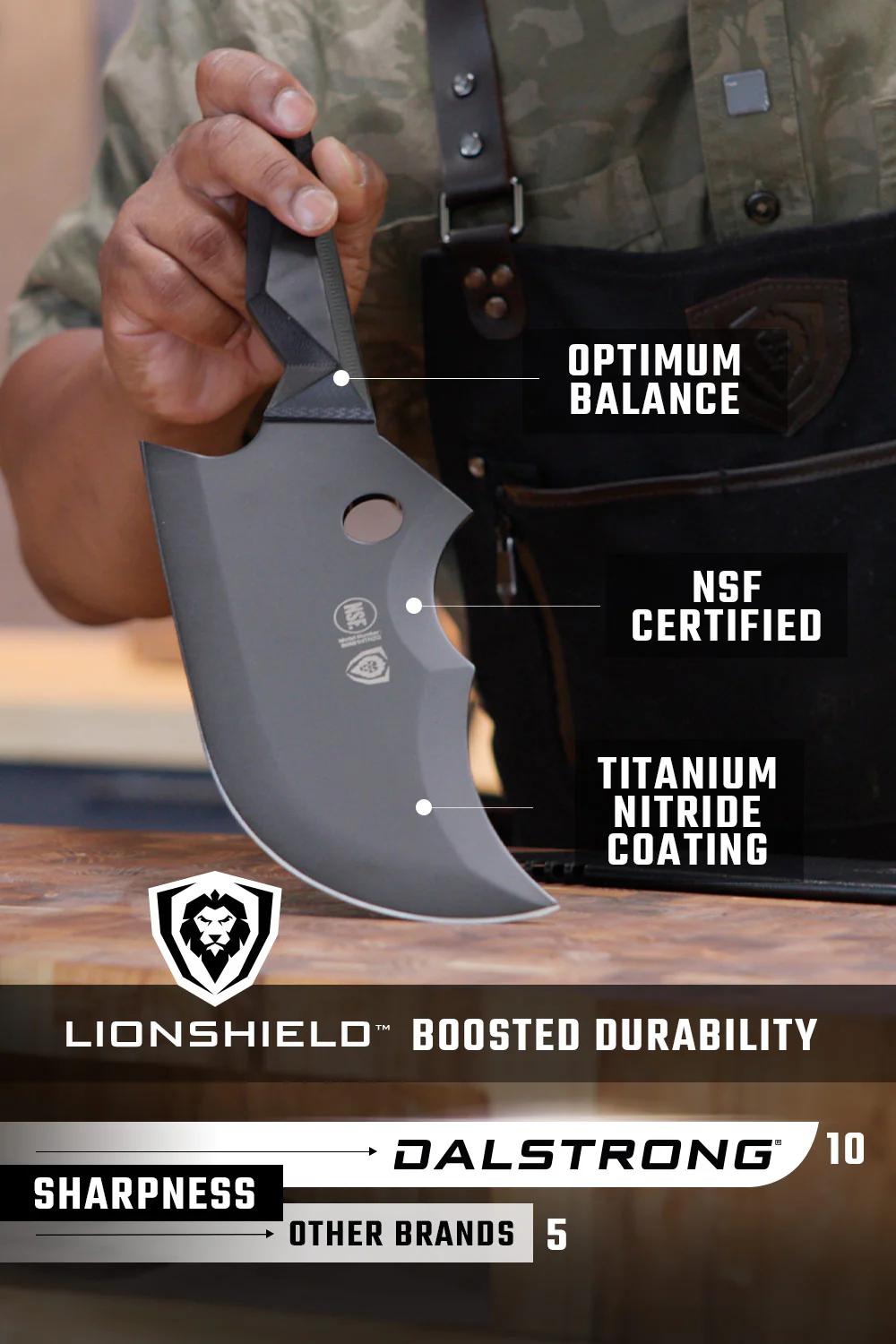 Cleaver Knife 9" | Shadow Black Series | NSF Certified | Dalstrong © - Image 6