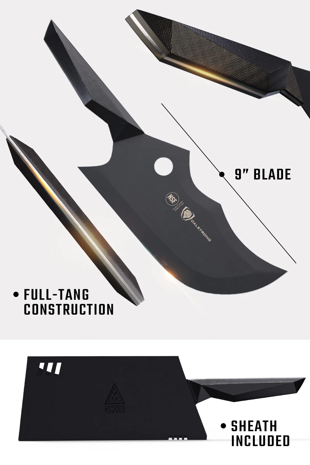 Cleaver Knife 9" | Shadow Black Series | NSF Certified | Dalstrong © - Image 7