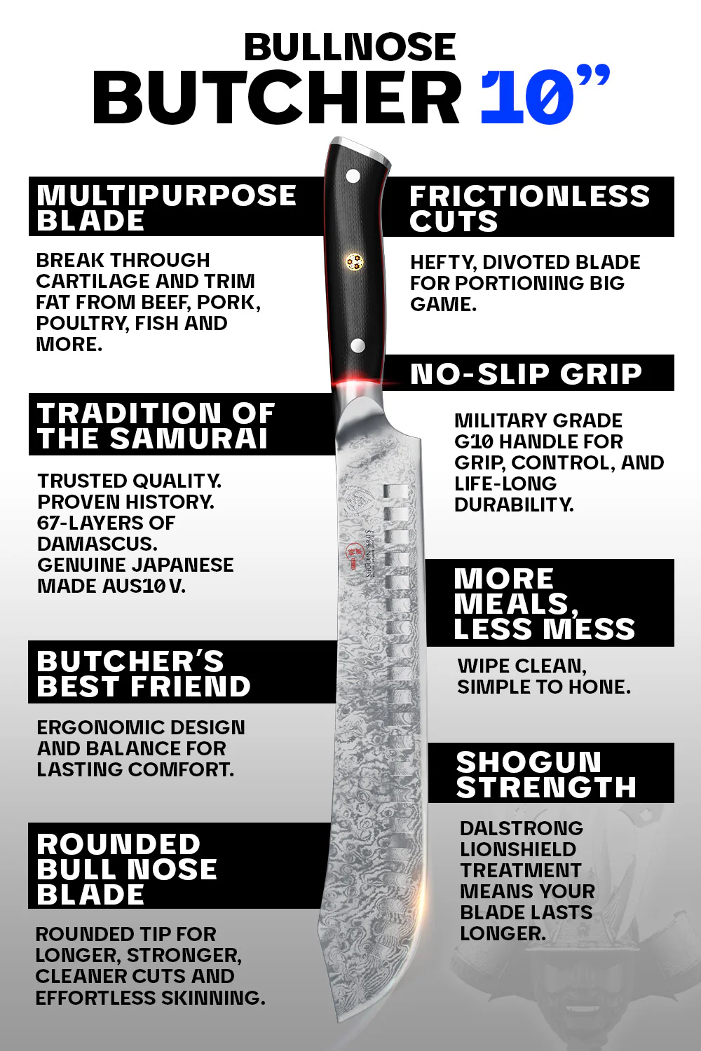 Bull Nose Butcher Knife 10" | Shogun Series ELITE | Dalstrong © - Image 5